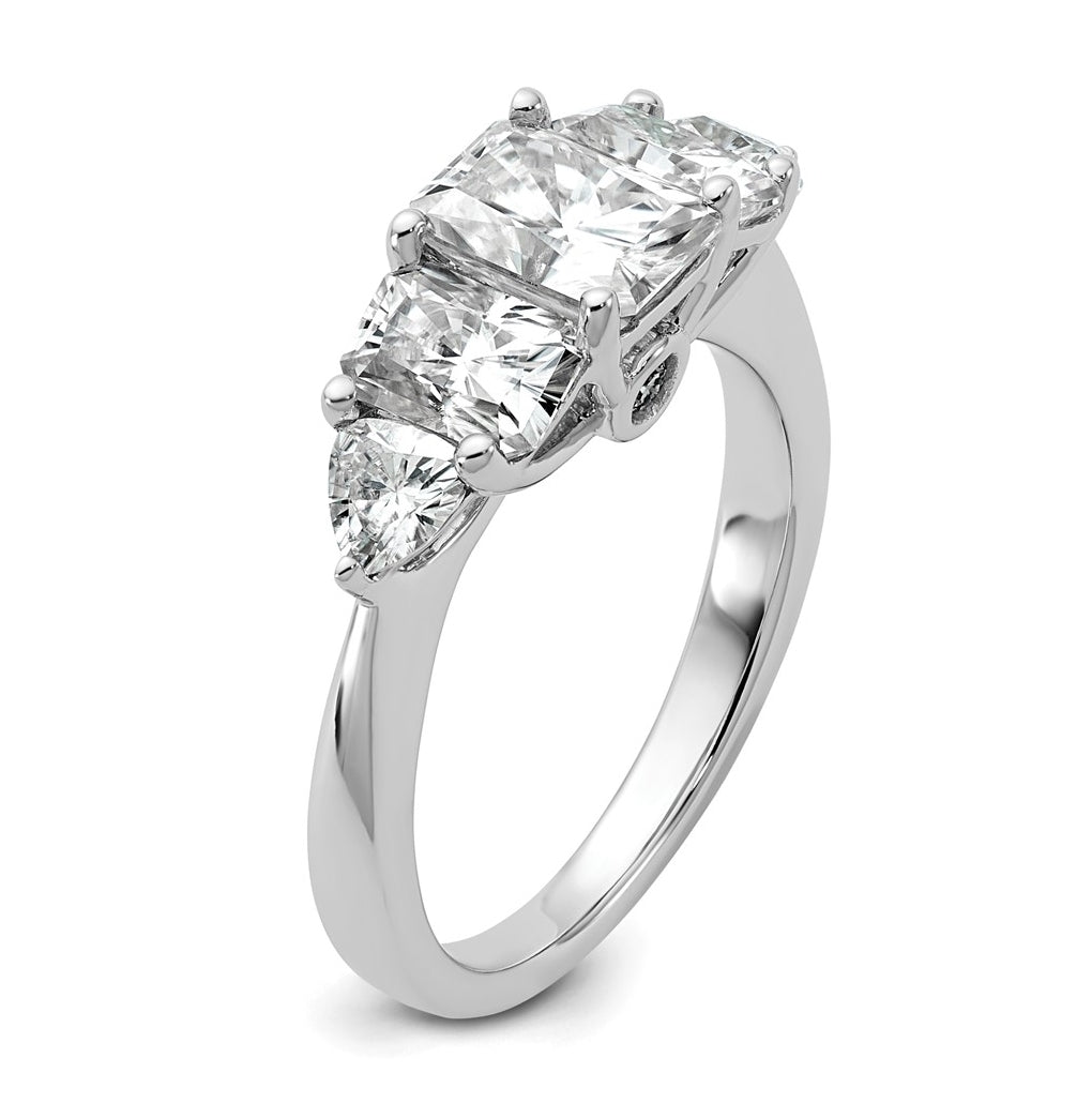 14k White Gold 2 3/4 carat Lab Grown Diamond VS+ F+ Radiant and Trillion Five Stone Complete Band