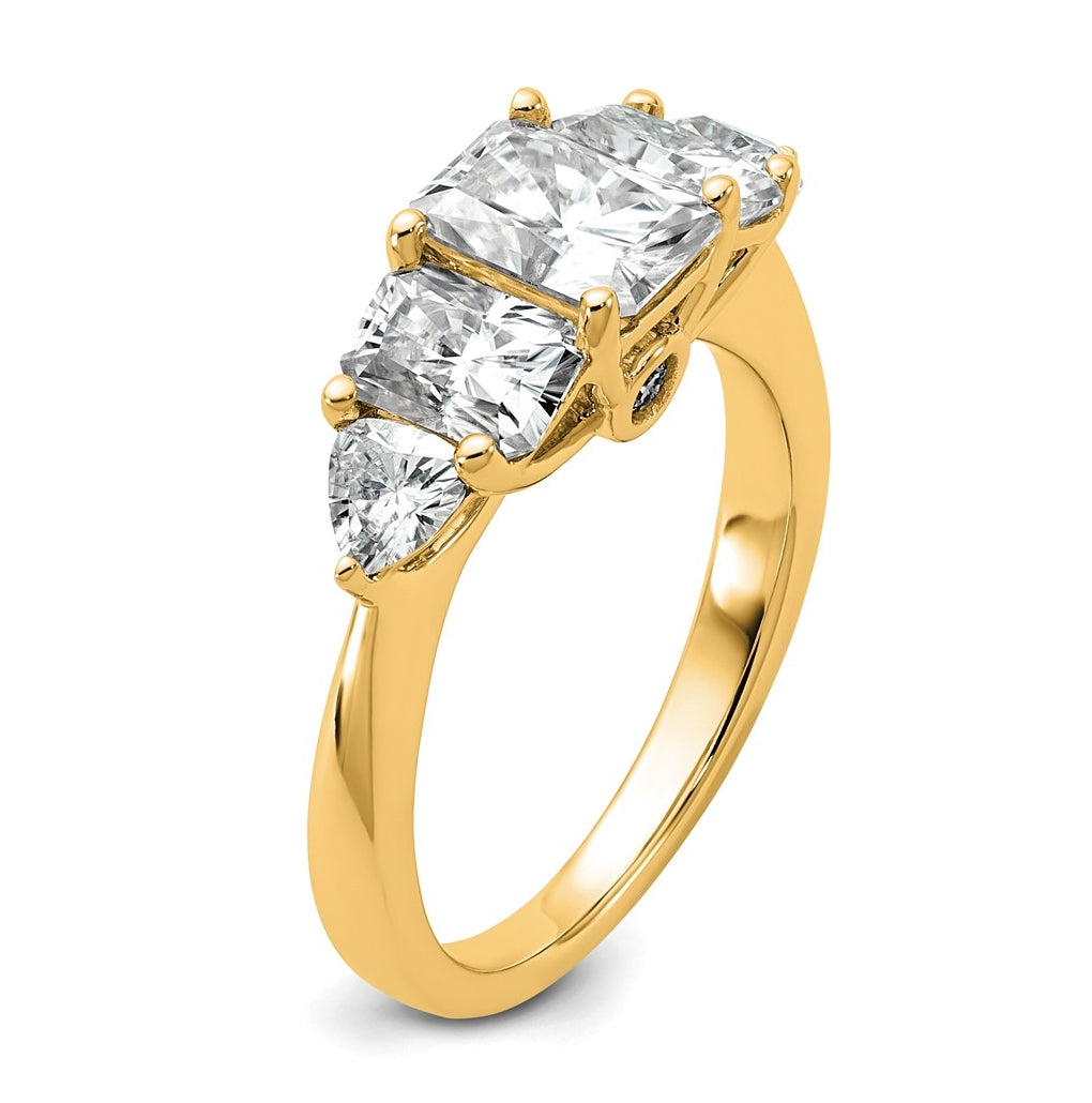 14k Yellow Gold 2 3/4 carat Lab Grown Diamond VS+ F+ Radiant and Trillion Five Stone Complete Band