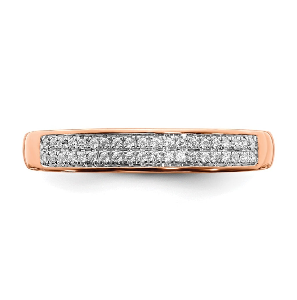 14k White Gold 2-row Diamond Band – Elegant Jewelry Gift for Birthday, Anniversary, Engagement, Wedding