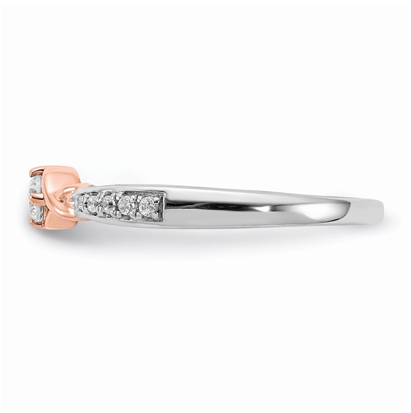 First Promise 14k White and Rose Gold 1/10 carat Round Diamond Complete Promise/Engagement Ring