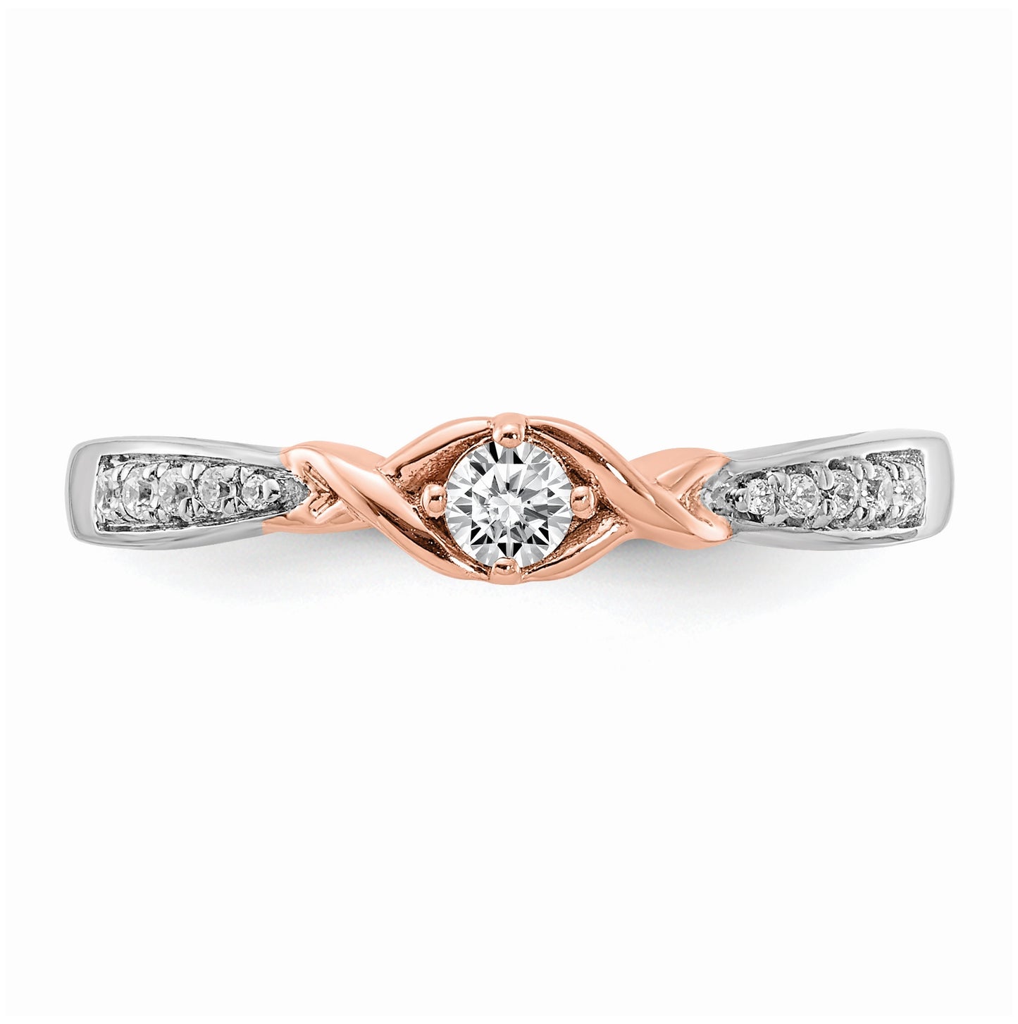 First Promise 14k White and Rose Gold 1/10 carat Round Diamond Complete Promise/Engagement Ring