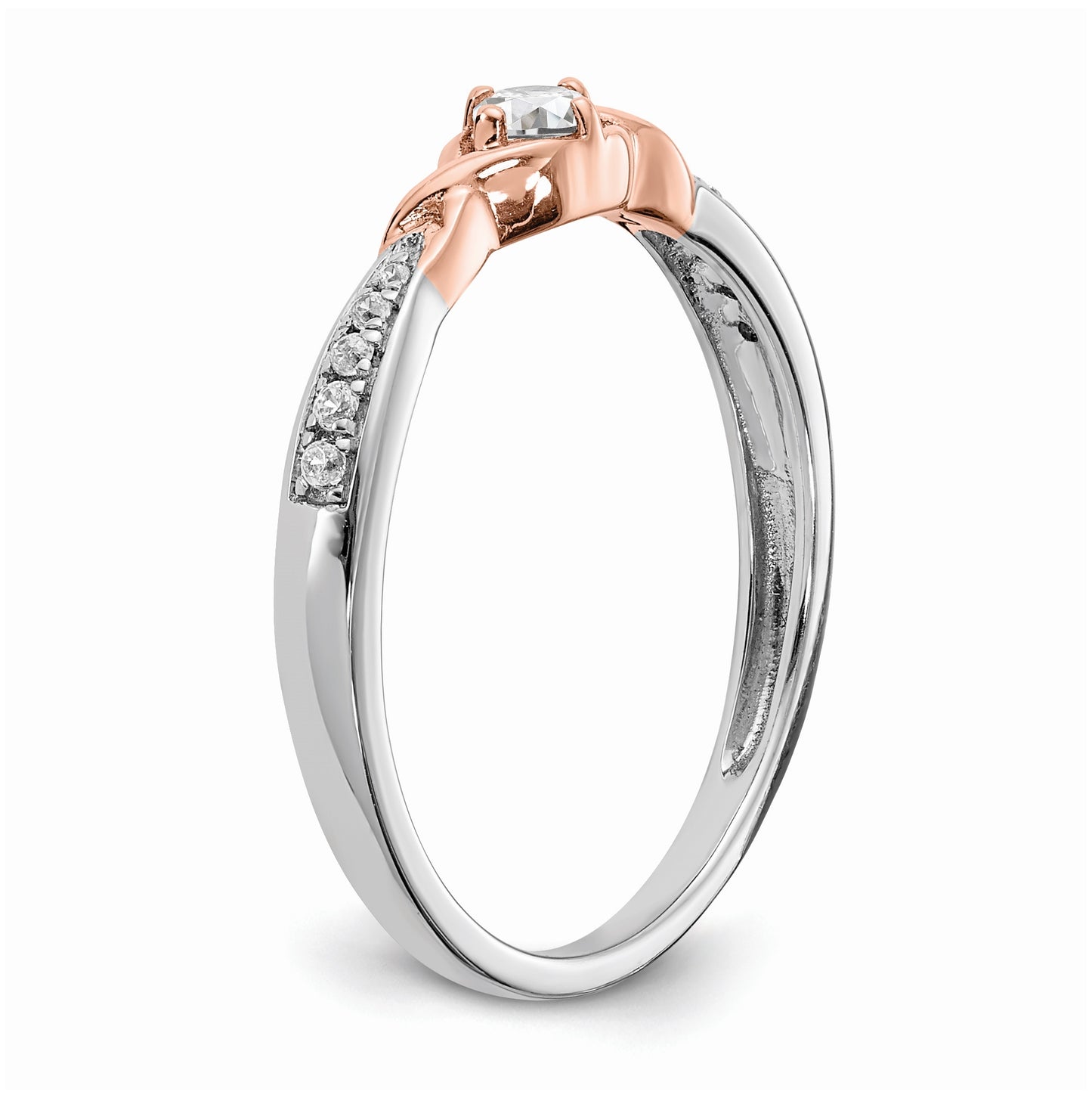 First Promise 14k White and Rose Gold 1/10 carat Round Diamond Complete Promise/Engagement Ring
