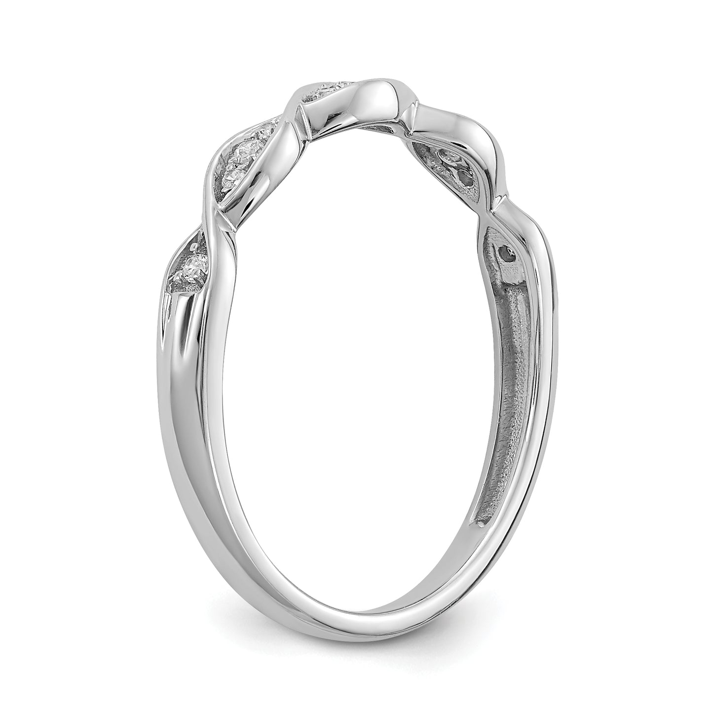 14k White Gold Criss-Cross 1/15 carat Diamond Complete Wedding Band