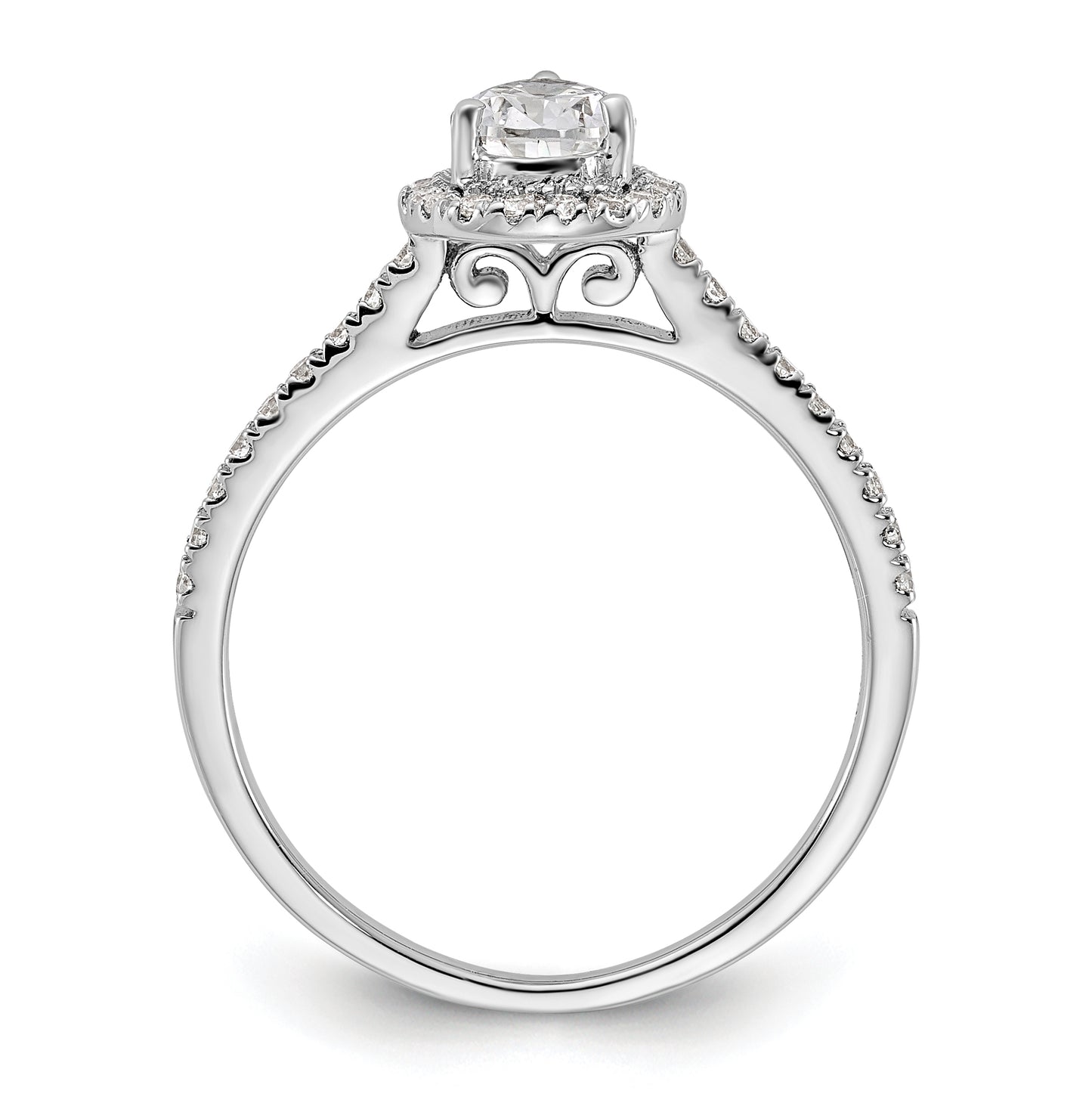 14k White Gold Halo Plus (Holds 3/4 carat (7.1x4.7mm) Pear Center) 1/4 carat Diamond Semi-mount Engagement Ring