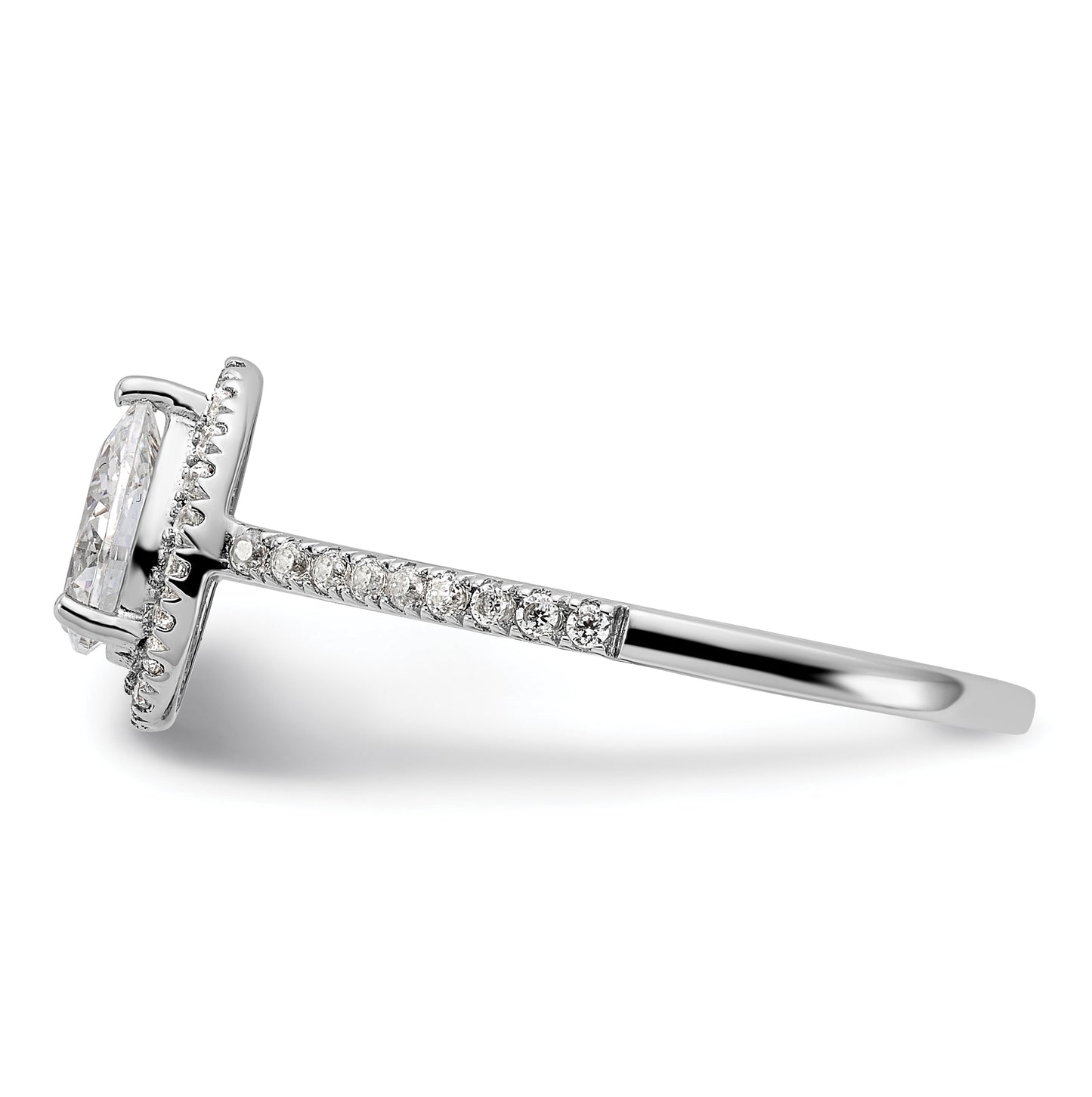 14k White Gold Halo Plus (Holds 3/4 carat (7.1x4.7mm) Pear Center) 1/4 carat Diamond Semi-mount Engagement Ring