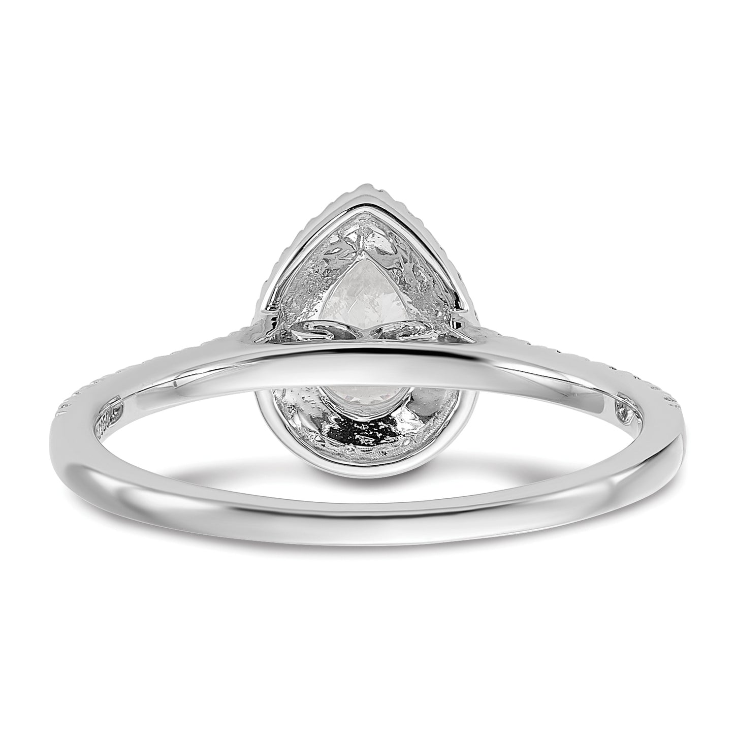 14k White Gold Halo Plus (Holds 3/4 carat (7.1x4.7mm) Pear Center) 1/4 carat Diamond Semi-mount Engagement Ring