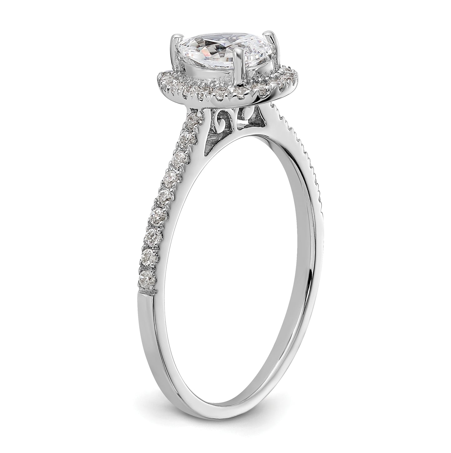 14k White Gold Halo Plus (Holds 3/4 carat (7.1x4.7mm) Pear Center) 1/4 carat Diamond Semi-mount Engagement Ring