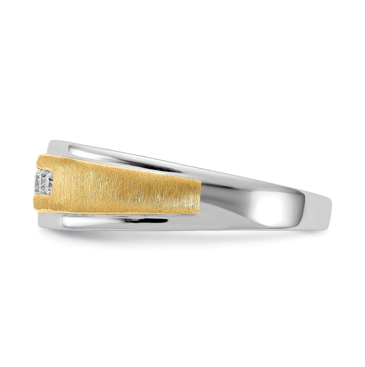 14k White & Yellow Gold Diamond Men's Ring