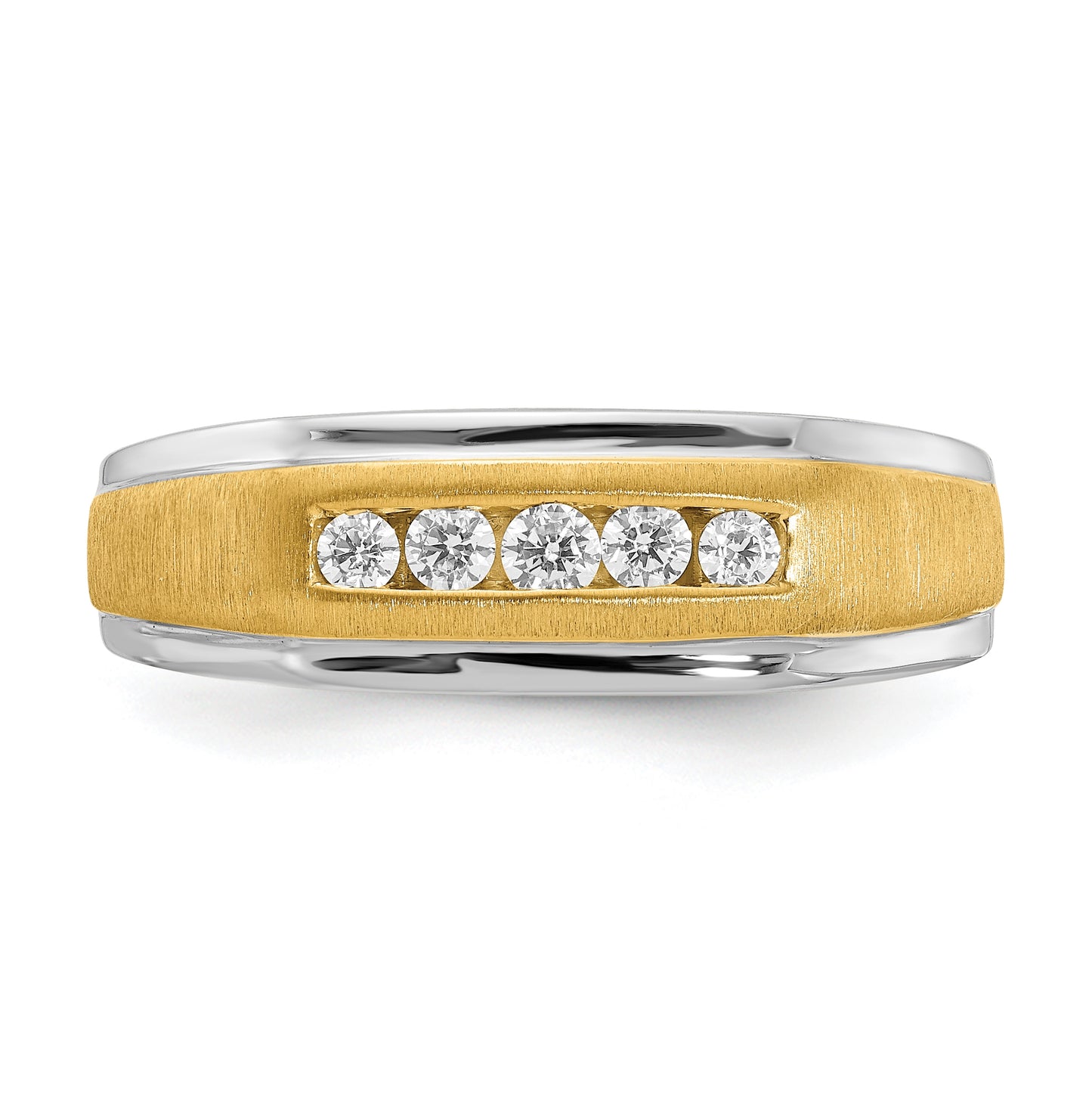 14k White & Yellow Gold Diamond Men's Ring