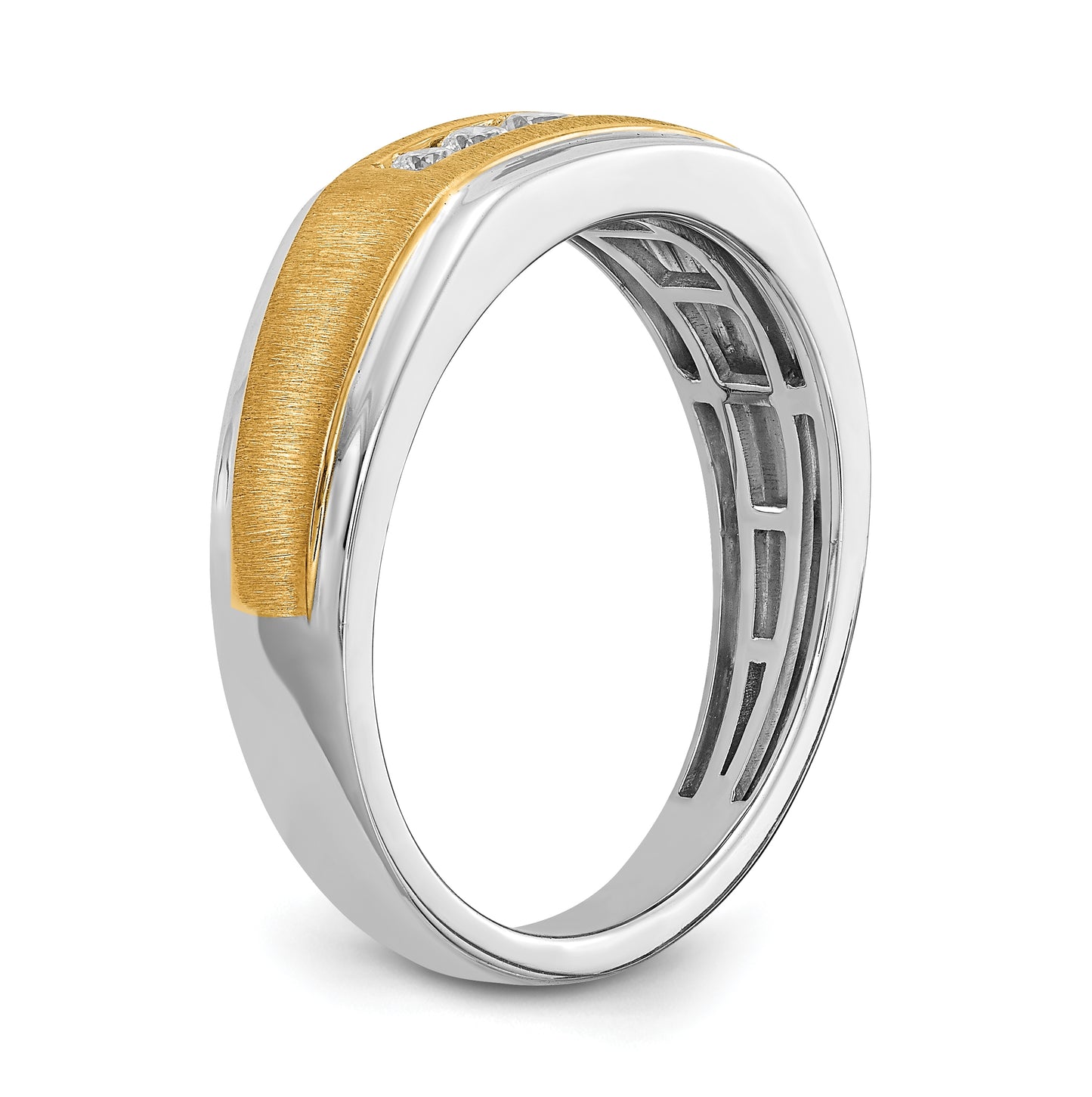 14k White & Yellow Gold Diamond Men's Ring