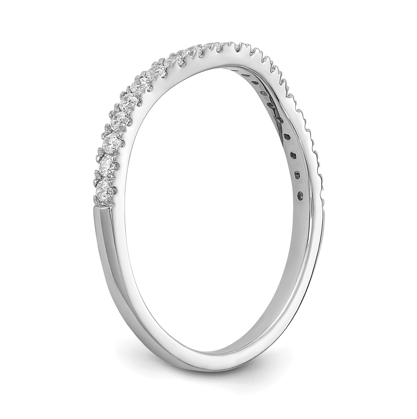 14k White Gold 1/5 ct Diamond Contoured Complete Wedding Band