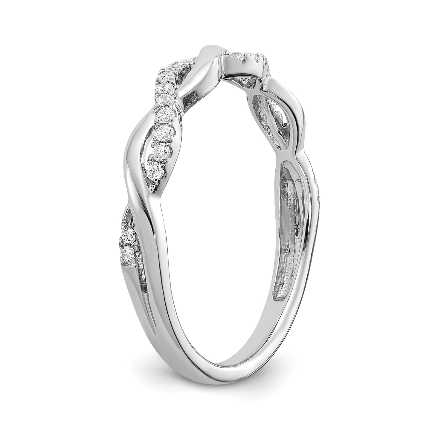 14k White Gold 1/8 carat Diamond Twist Design Complete Wedding Band