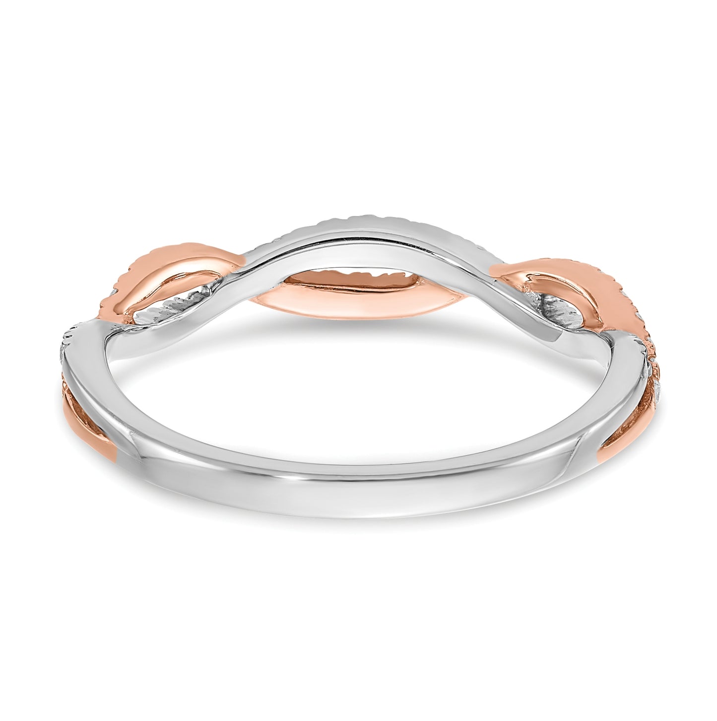 14k White and Rose Gold Criss-Cross 1/4 carat Diamond Complete Wedding Band
