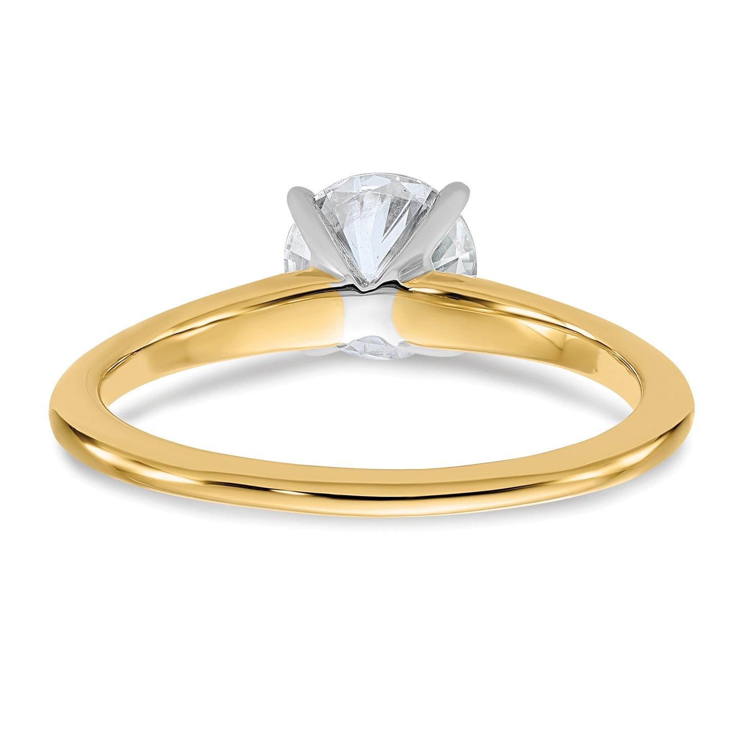 14k Two Tone 1ct. D E F Pure Light Round Moissanite Solitaire Ring, Size 10