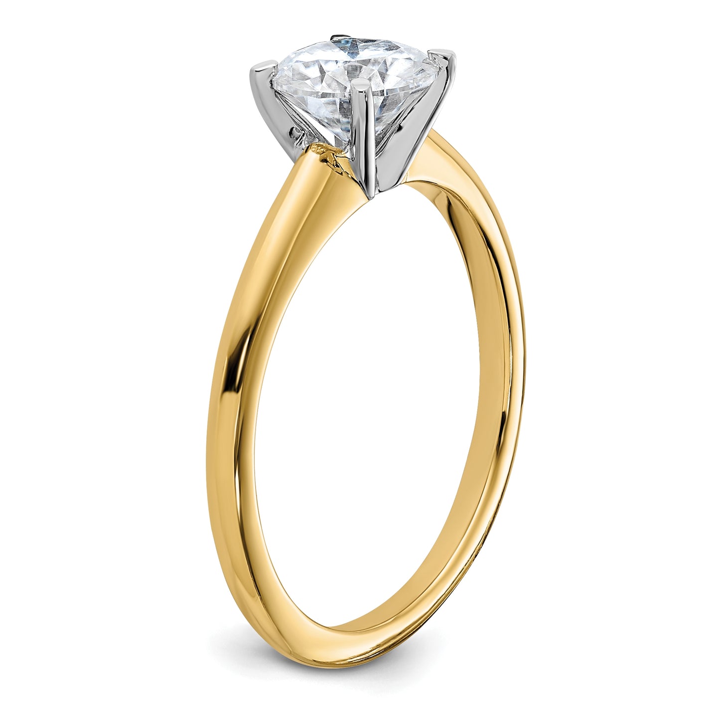14k Two Tone 1ct. G H I True Light Round Moissanite Solitaire Ring, Size 9