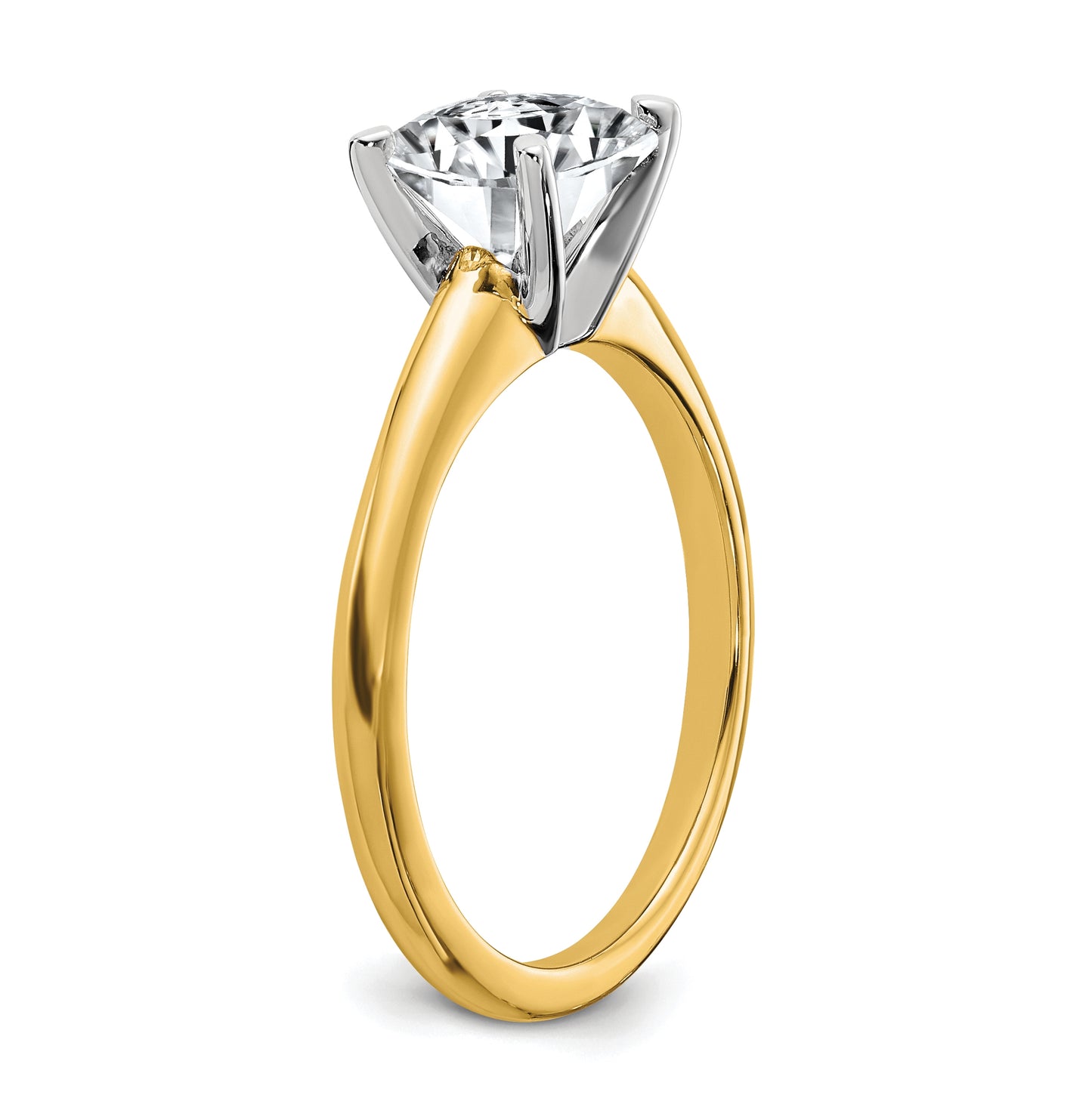 14k Two Tone 1 3/4ct. G H I True Light Round Moissanite Solitaire Ring, Size 7
