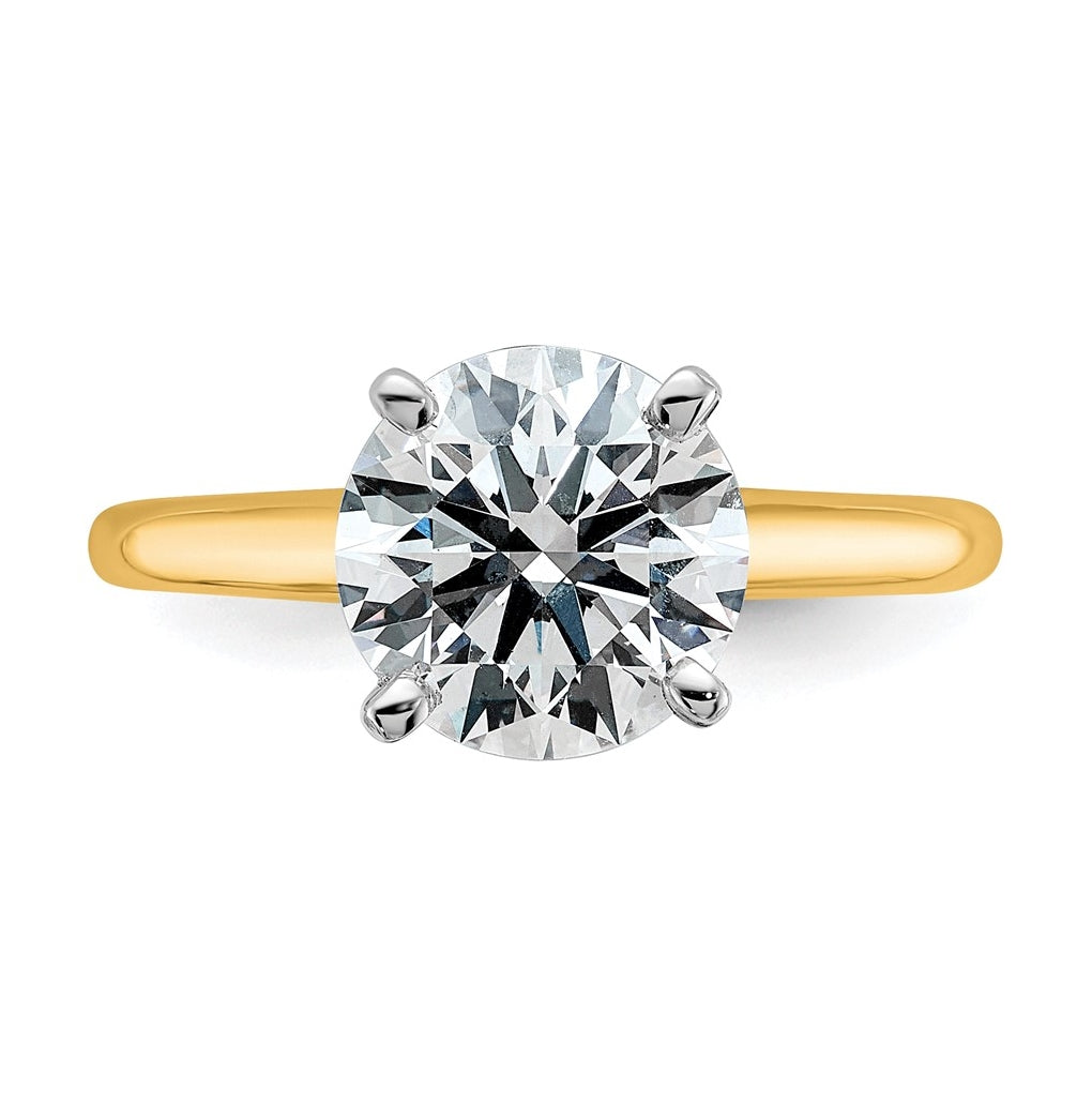 14k Two Tone 9mm ROUND True Light Moissanite Solitare Sz 7