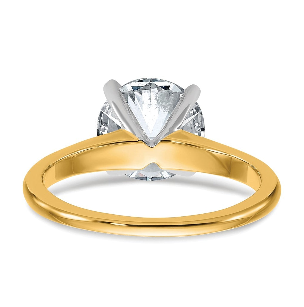 14k Two Tone 9mm ROUND Colorless Moissanite Solitare Sz 7