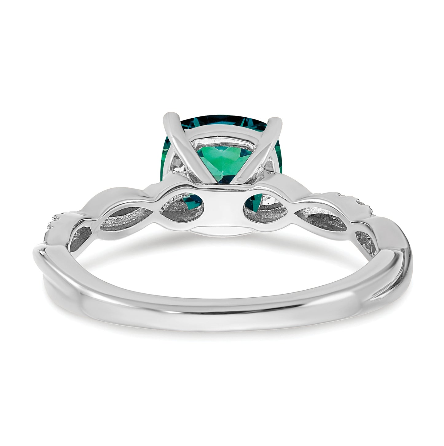 Sterling Silver Rhodium plated Created Alexandrite & Diamond Ring, Size 8
