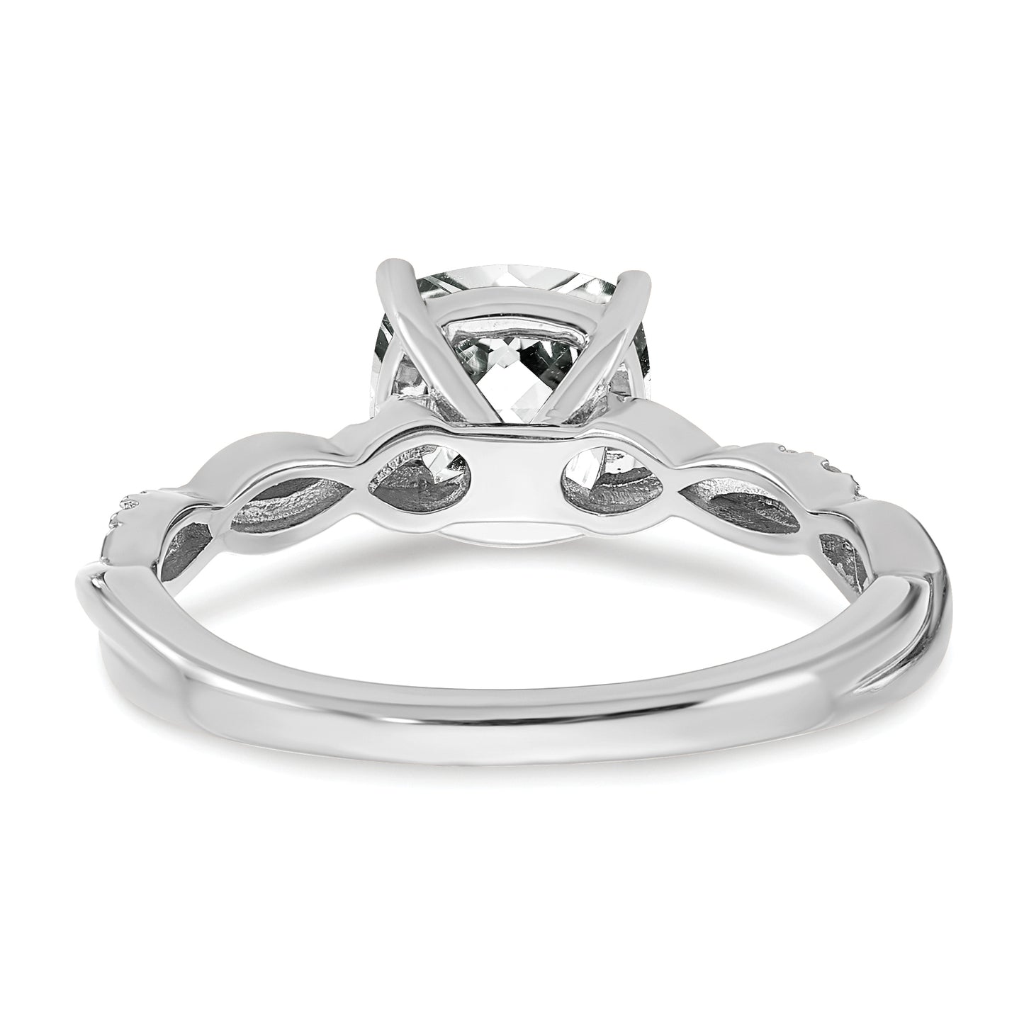 Sterling Silver Rhodium plated White Topaz & Diamond Ring, Size 8