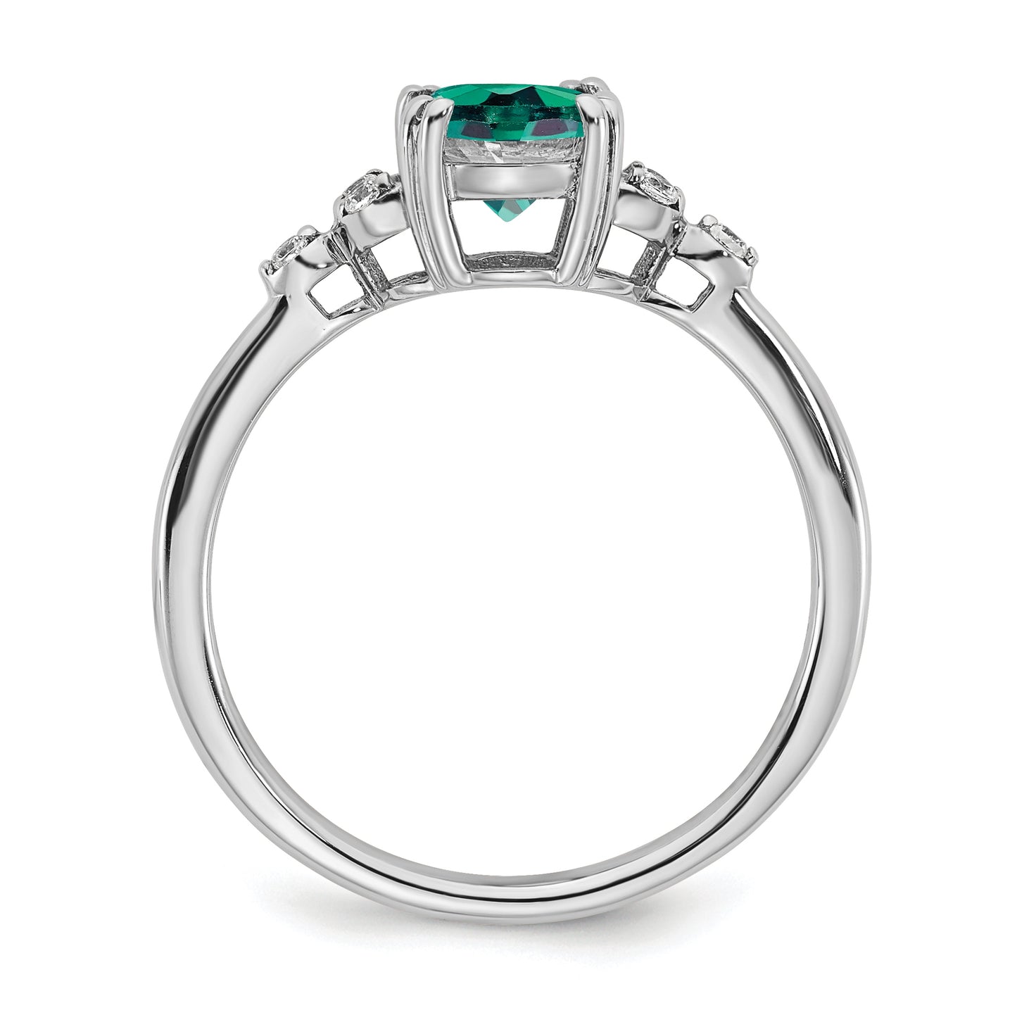 Sterling Silver Rhodium plated Created Alexandrite and Dia. Ring, Size 7