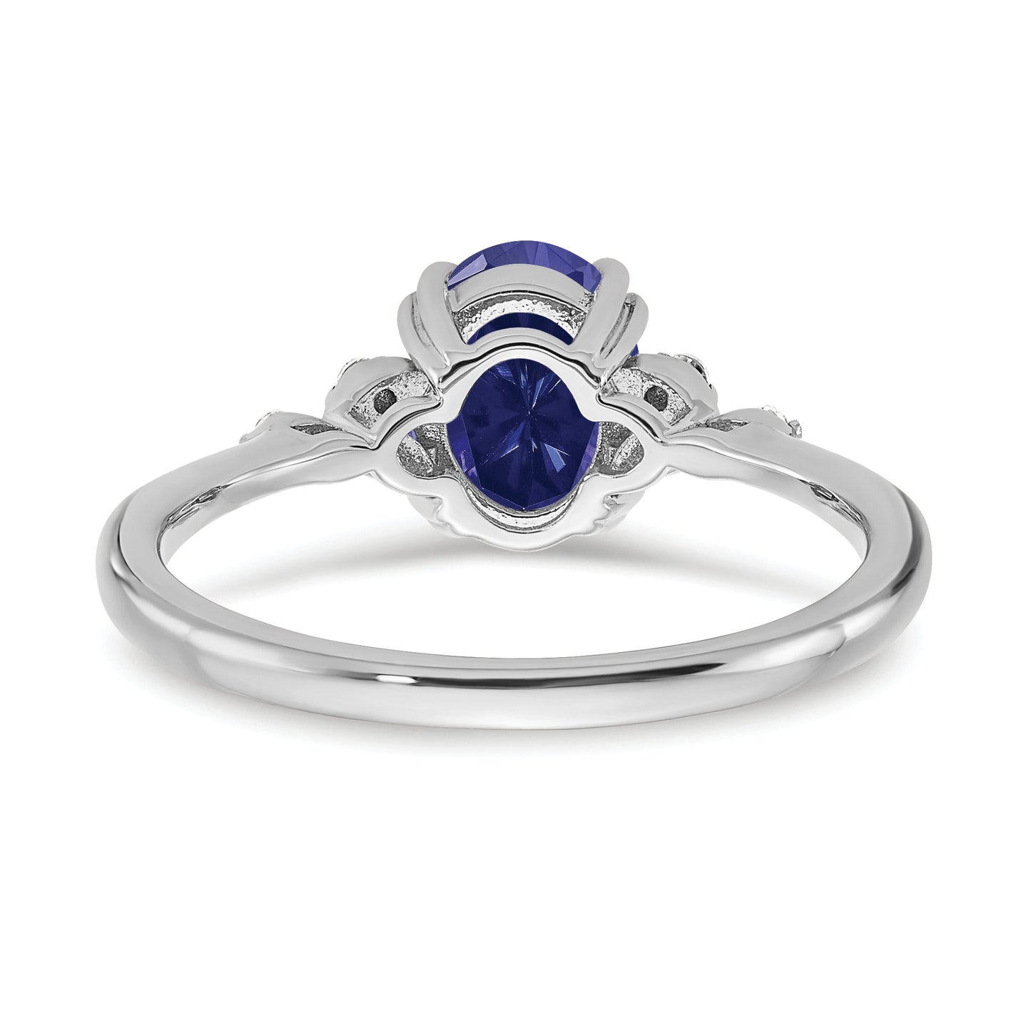 Sterling Silver Rhodium plated Created Sapphire & Diamond Ring, Size 8