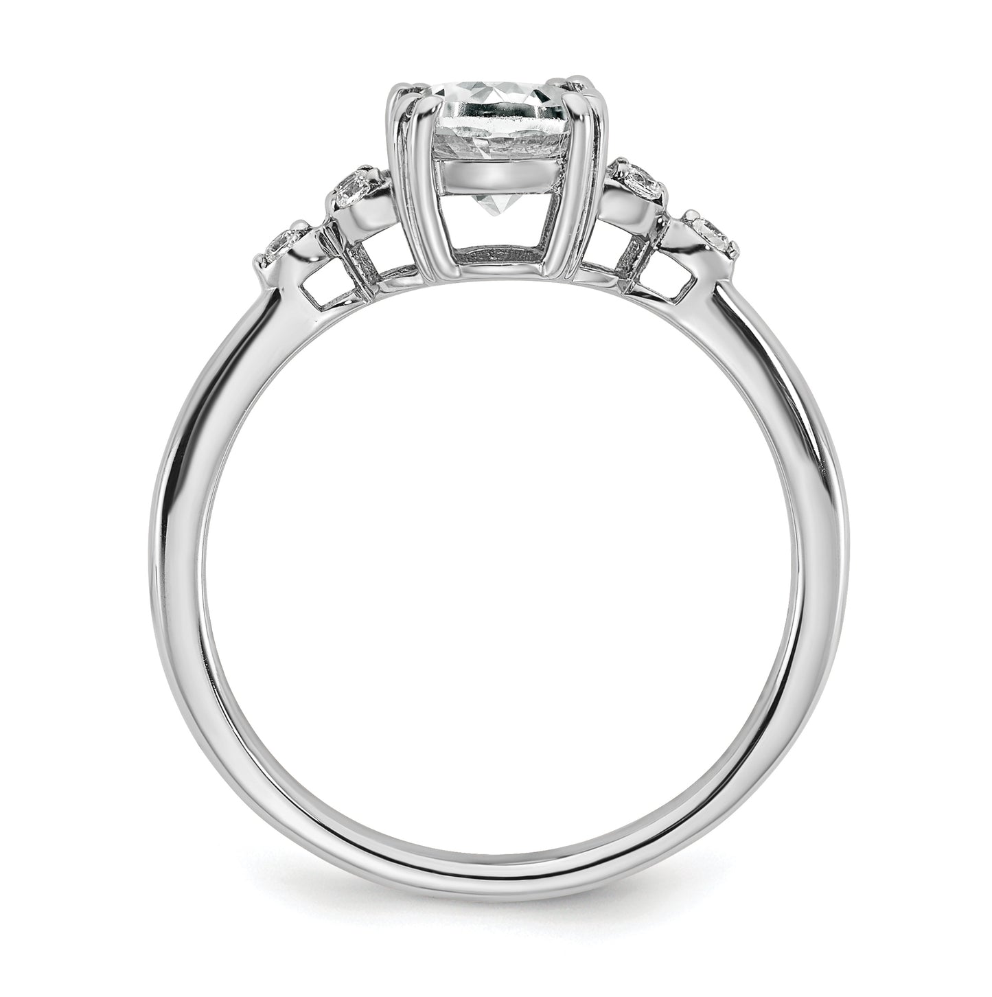 Sterling Silver Rhodium plated White Topaz and Dia. Ring, Size 8