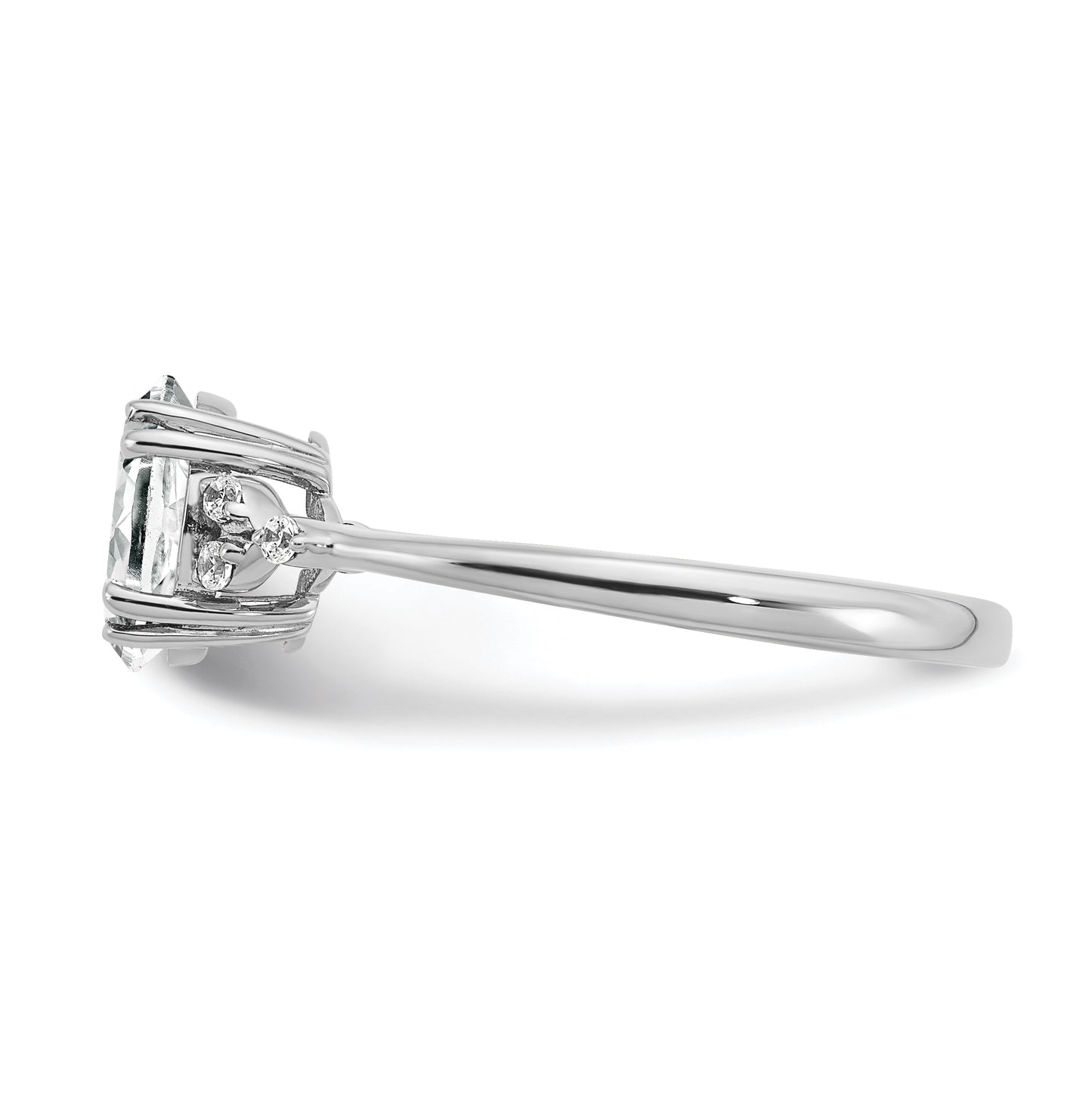 Sterling Silver Rhodium plated White Topaz and Dia. Ring, Size 8