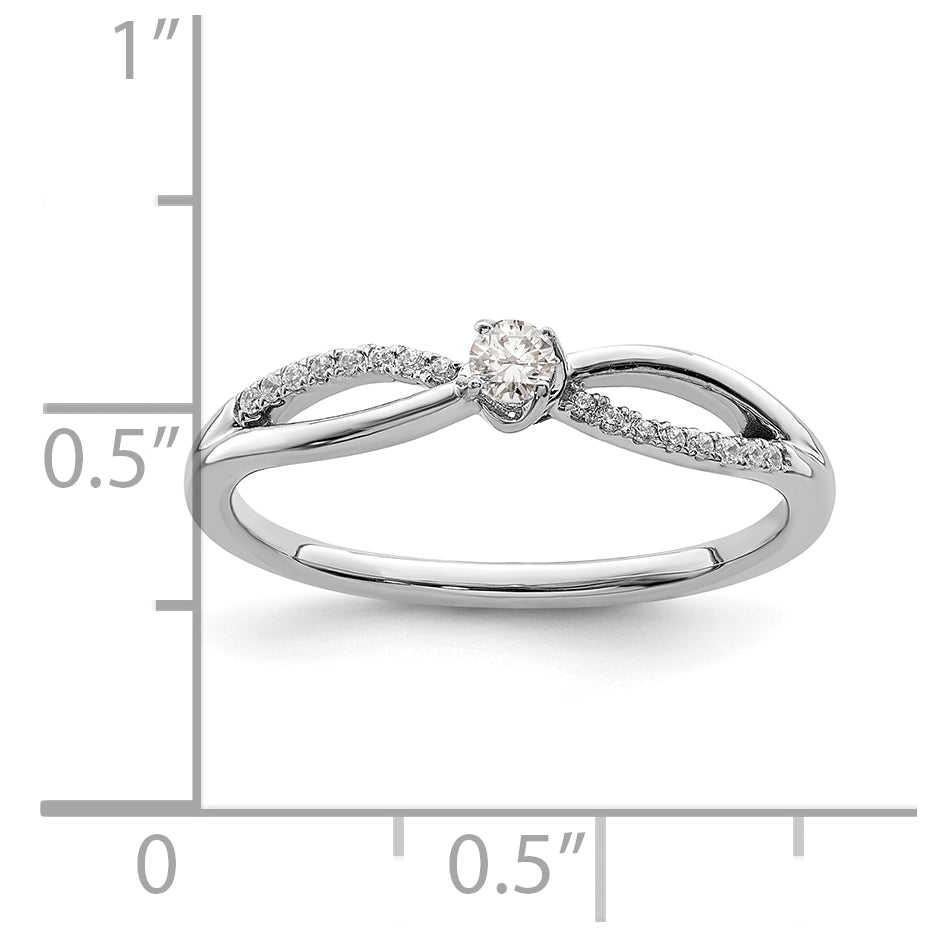 First Promise 14k White Gold Split Shank 1/8 carat Round Diamond Complete Promise/Engagement Ring