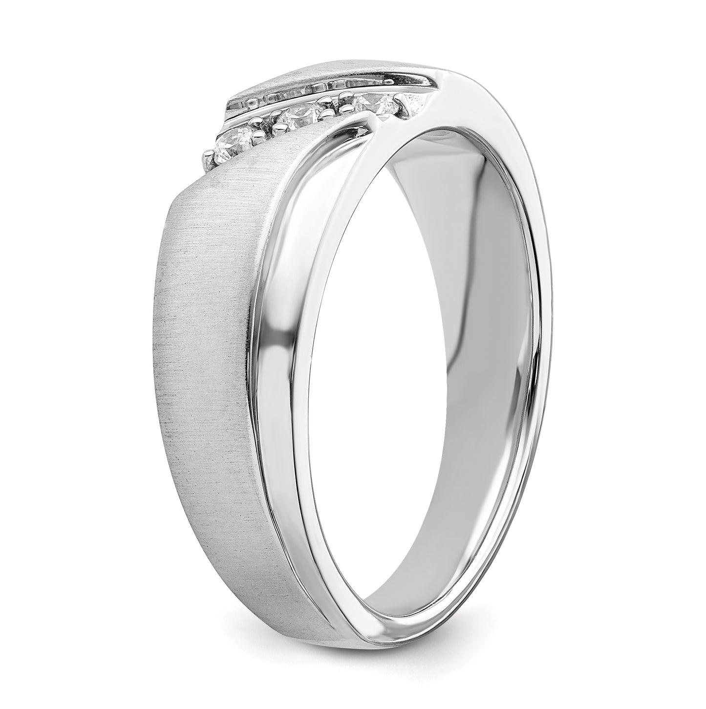 14k White Gold 3-Stone 1/8 carat Diamond Complete Men's Band