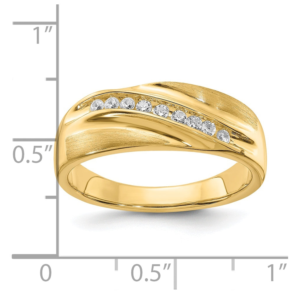 14K Yellow Gold 1/5 carat Diamond Complete Men's Band : Satin E/W