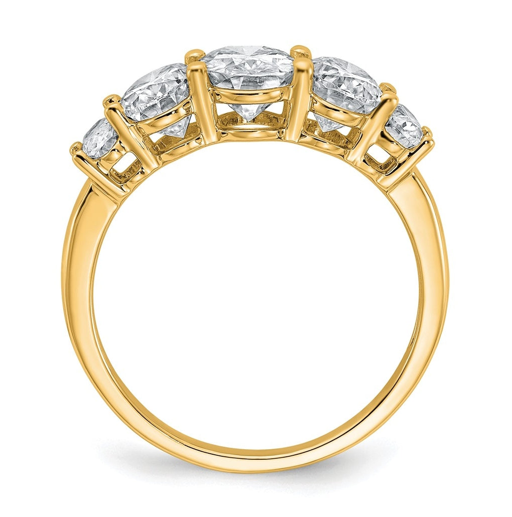 14k Yellow Gold 3 1/2 carat Lab Grown Diamond VS+ F+ Complete Five Stone Band