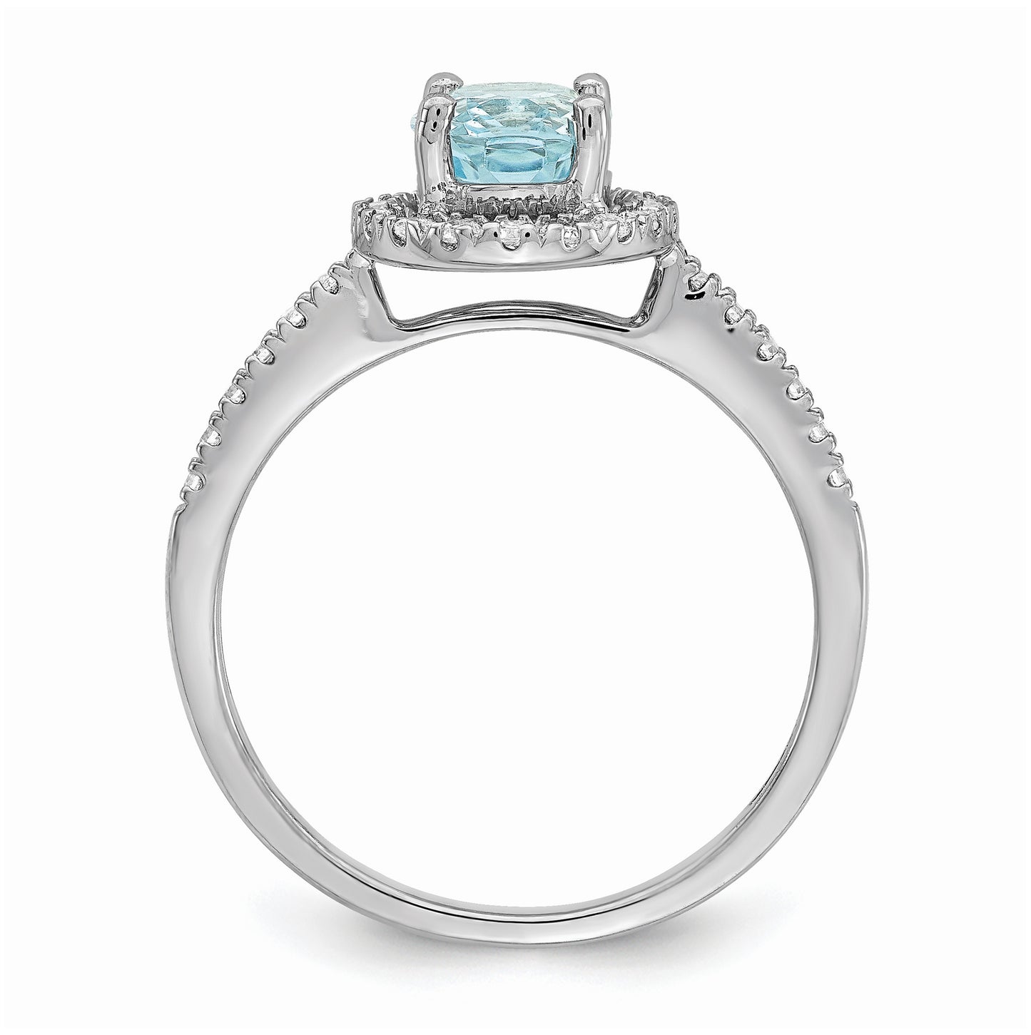 Blooming Bridal 14k White Gold Halo 8x6mm Oval Aquamarine and 1/3 carat Diamond Complete Engagement Ring