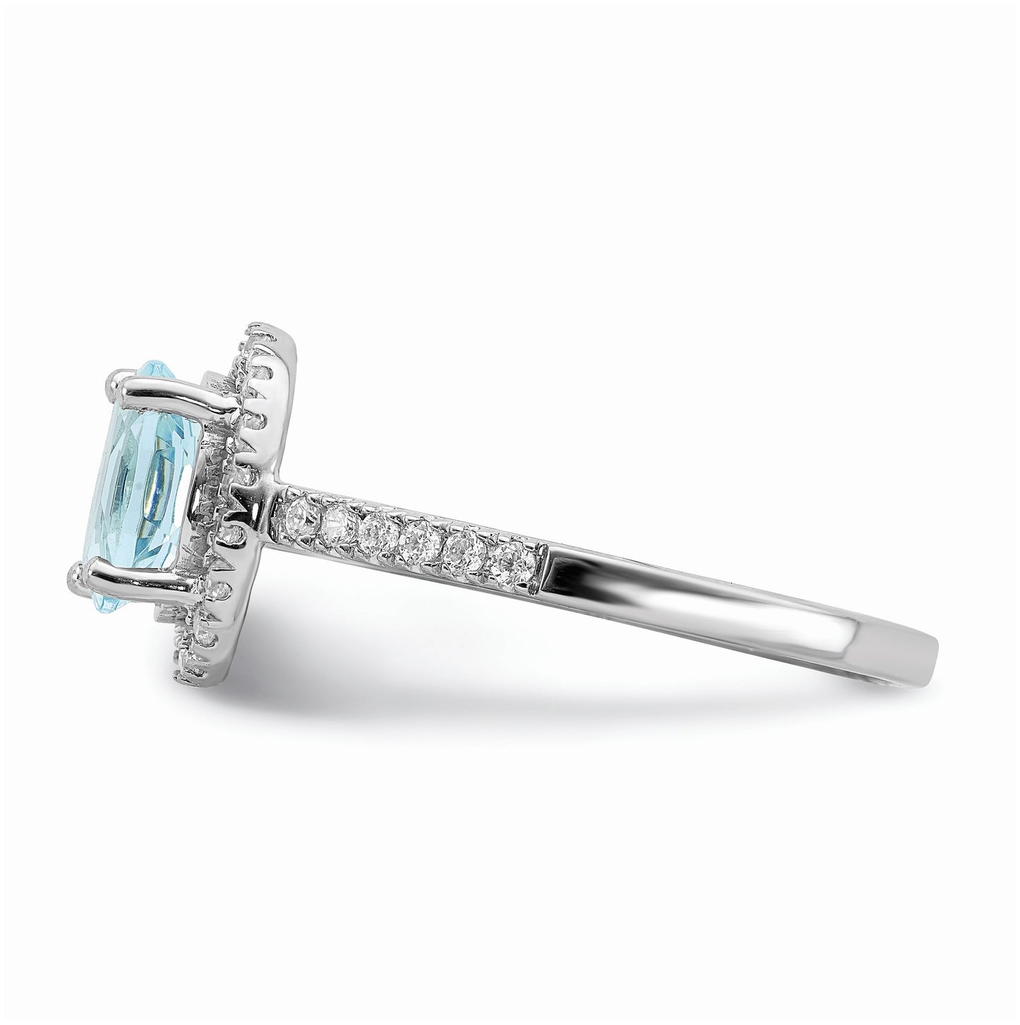 Blooming Bridal 14k White Gold Halo 8x6mm Oval Aquamarine and 1/3 carat Diamond Complete Engagement Ring