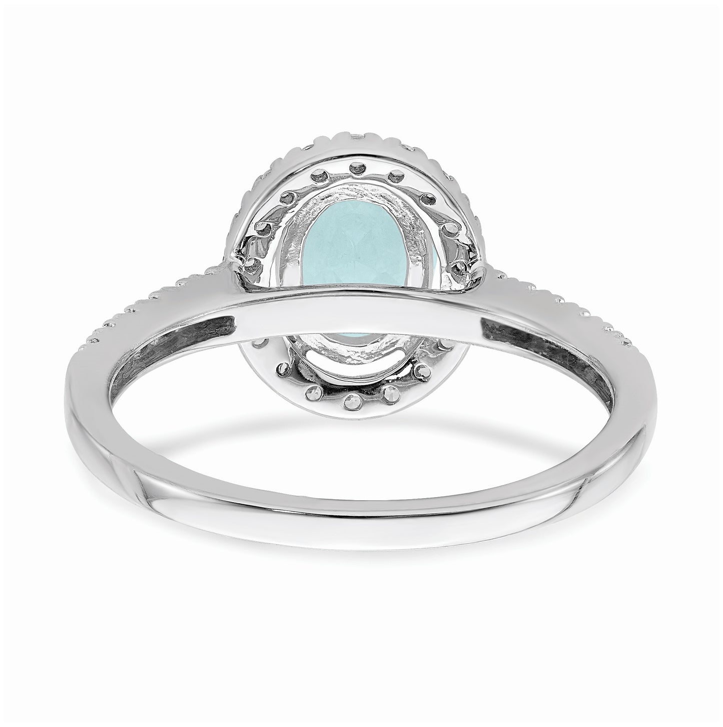 Blooming Bridal 14k White Gold Halo 8x6mm Oval Aquamarine and 1/3 carat Diamond Complete Engagement Ring