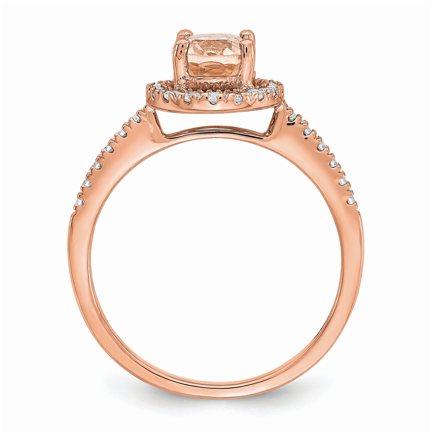 Blooming Bridal 14k Rose Gold Halo 8x6 Oval Morganite and 1/3 carat Diamond Complete Engagement Ring
