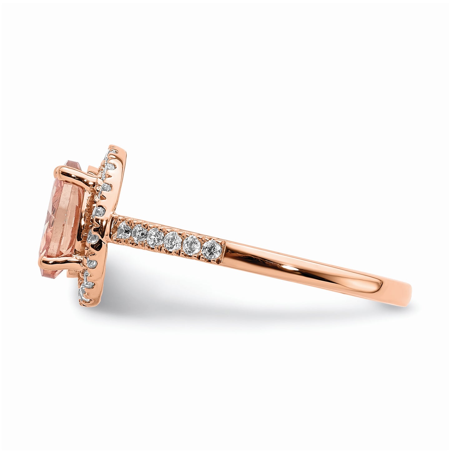 Blooming Bridal 14k Rose Gold Halo 8x6 Oval Morganite and 1/3 carat Diamond Complete Engagement Ring