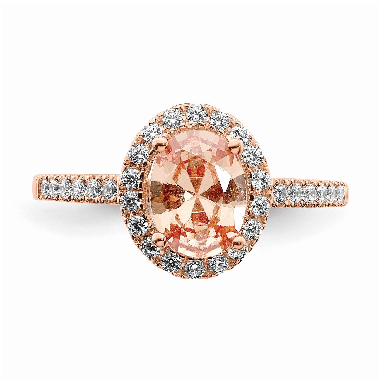 Blooming Bridal 14k Rose Gold Halo 8x6 Oval Morganite and 1/3 carat Diamond Complete Engagement Ring