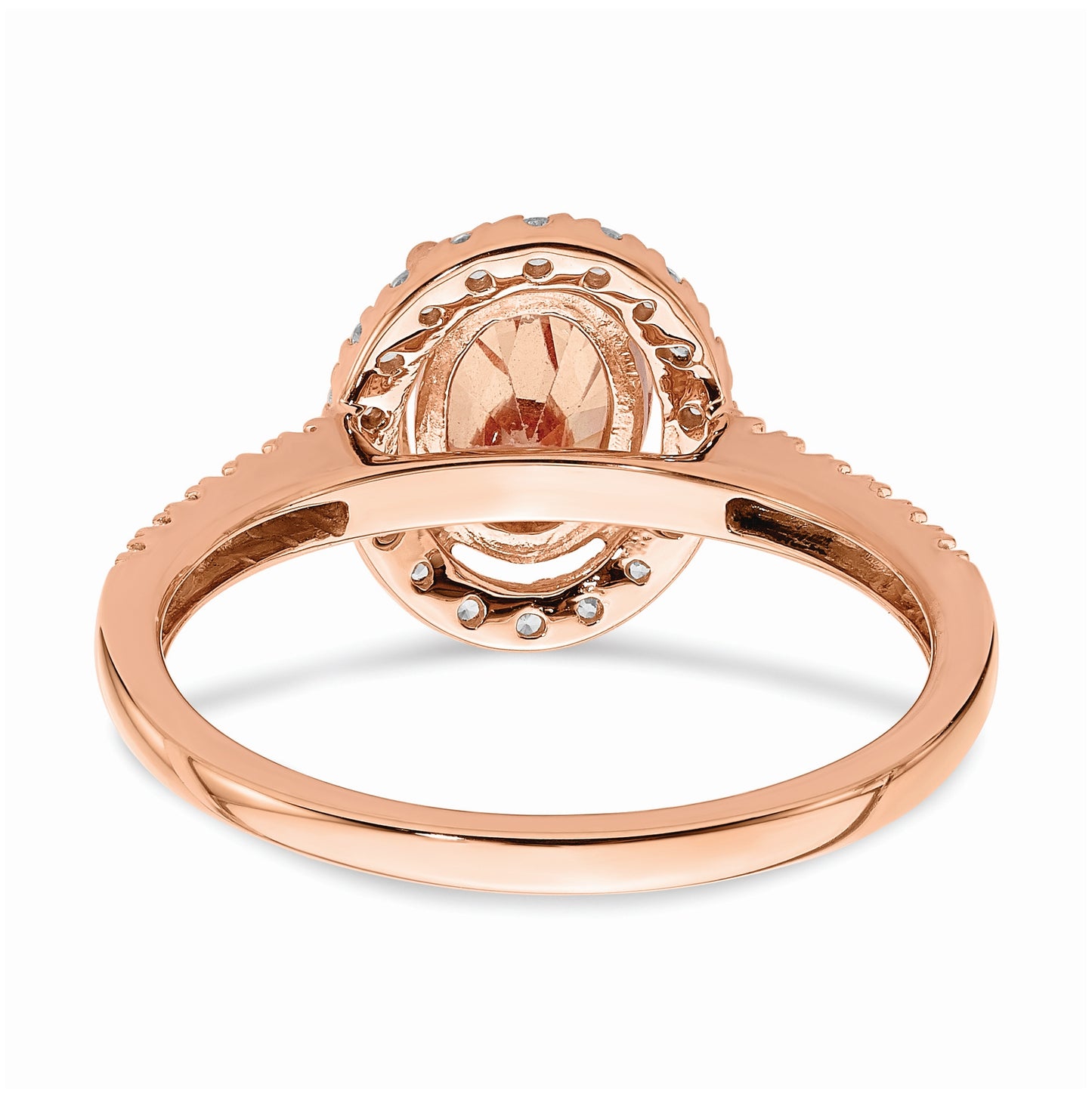 Blooming Bridal 14k Rose Gold Halo 8x6 Oval Morganite and 1/3 carat Diamond Complete Engagement Ring