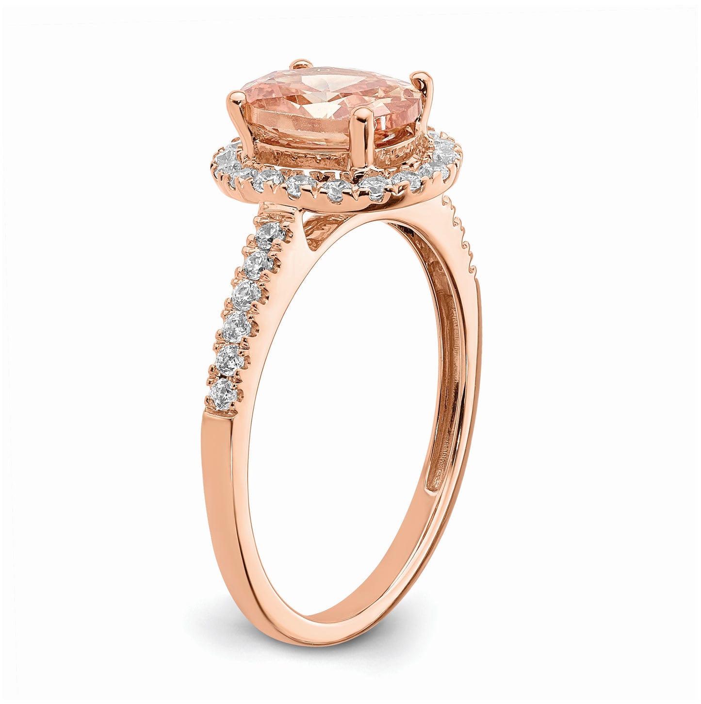 Blooming Bridal 14k Rose Gold Halo 8x6 Oval Morganite and 1/3 carat Diamond Complete Engagement Ring