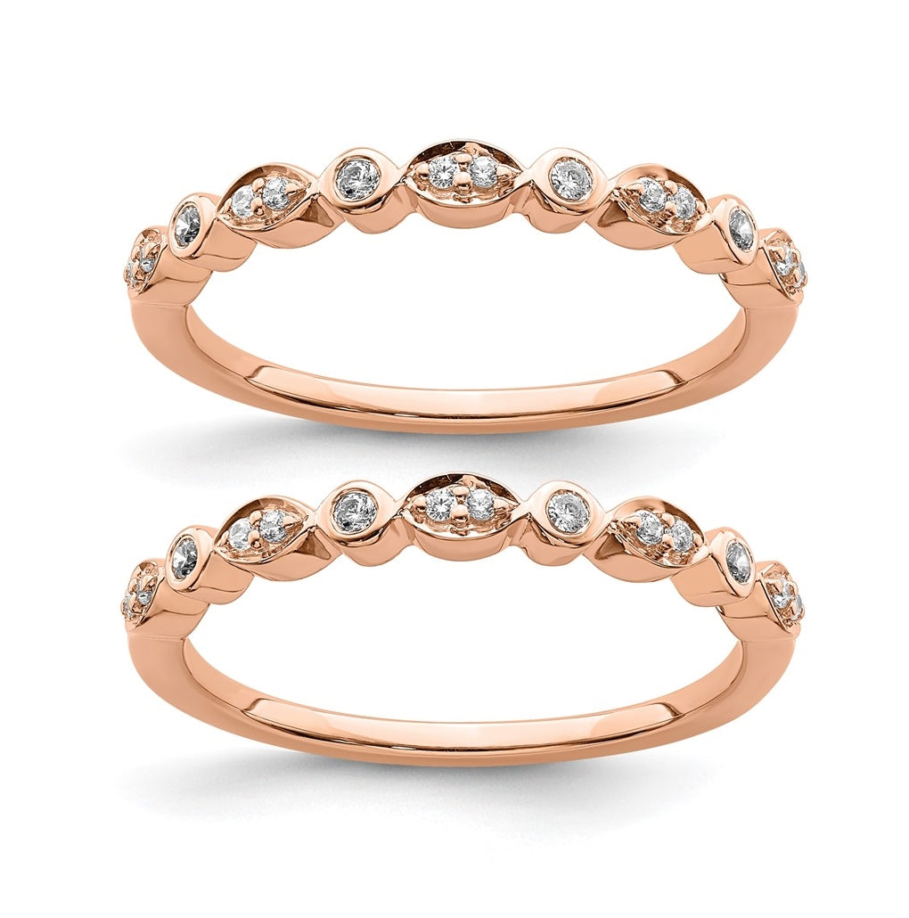 Blooming Bridal 14k Rose Gold 1/5 carat Diamond Set of 2 Complete Wedding Bands