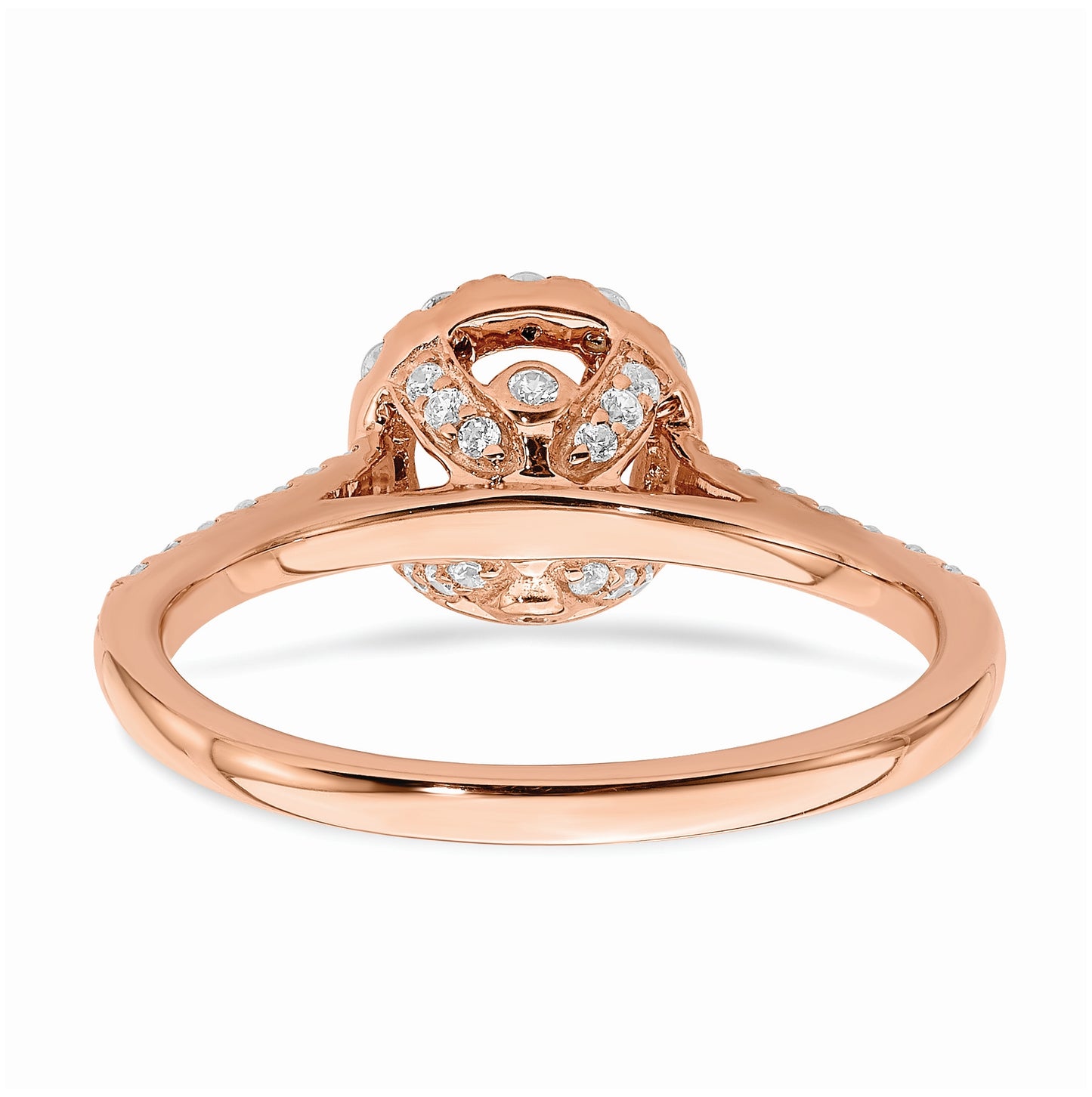 Blooming Bridal 14k Rose Gold Halo 5.2mm Round Morganite and 3/8 carat Diamond Complete Engagement Ring