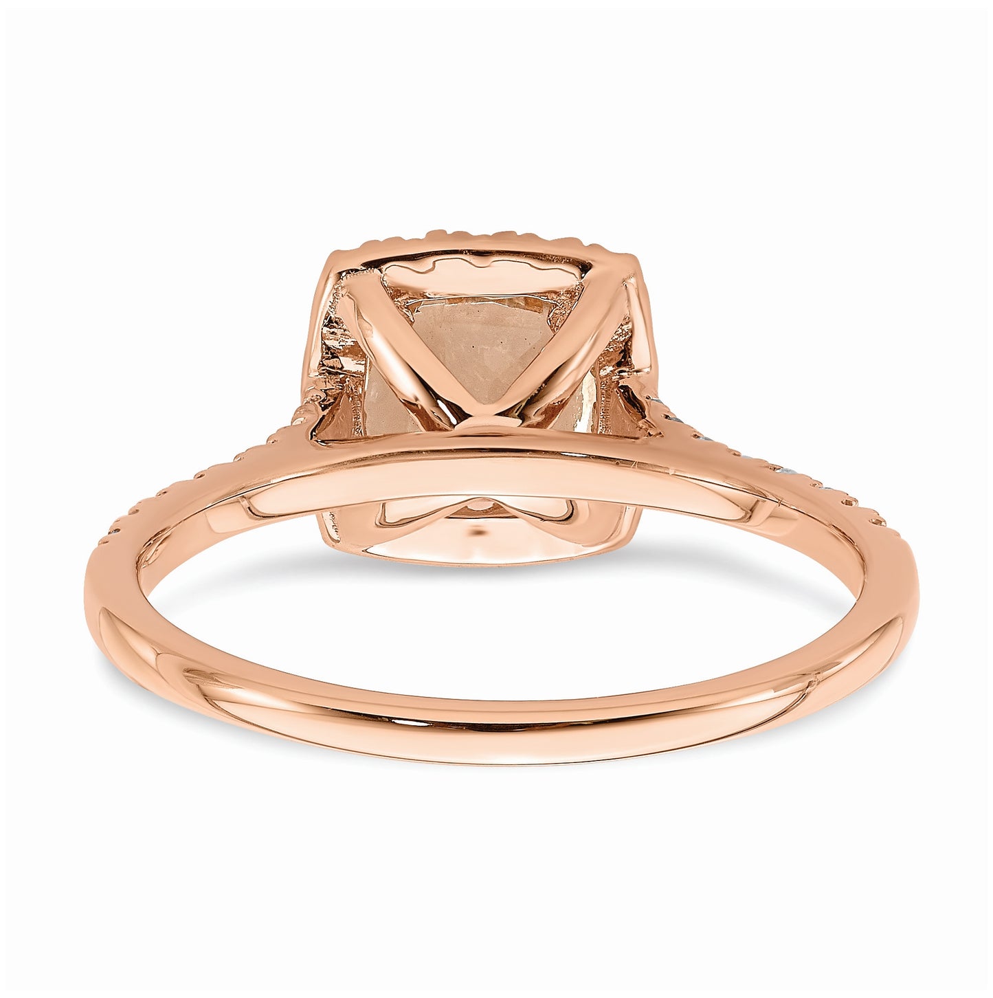 Blooming Bridal 14k Rose Gold Halo 6.00mm Cushion-cut Morganite and 1/4 carat Diamond Complete Engagement Ring