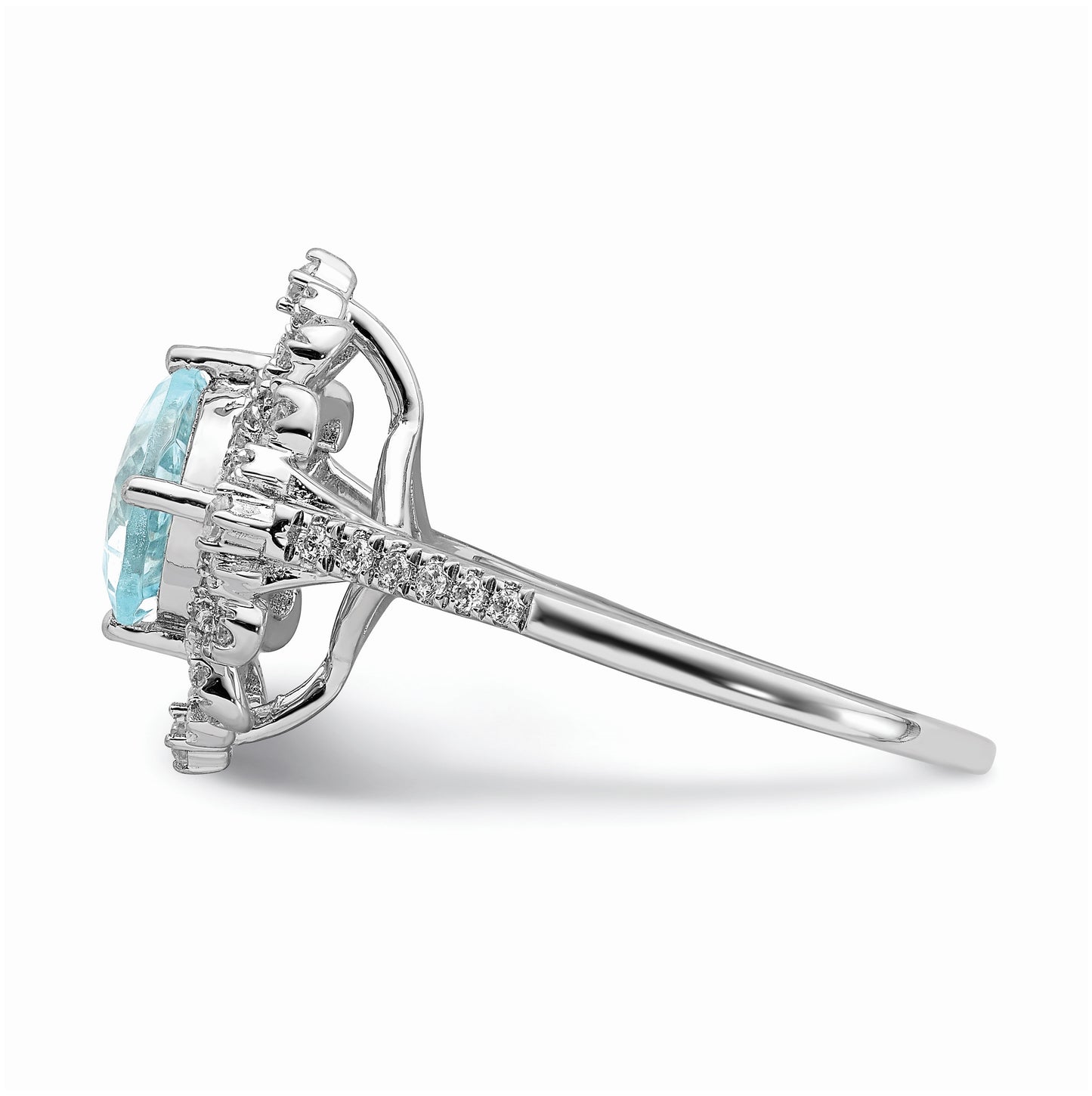 Blooming Bridal 14k White Gold Vintage 7.00mm Cushion-cut Aquamarine and 1/3 carat Diamond Complete Engagement Ring