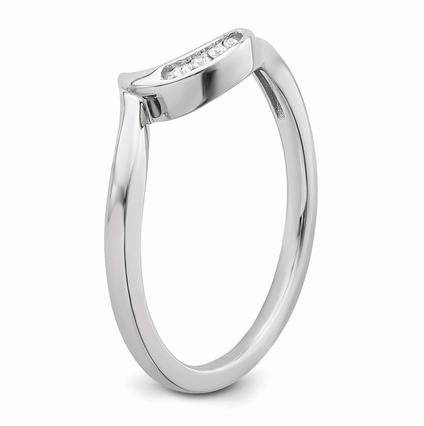 10k White Gold .02 carat Diamond Contoured Complete Wedding Band