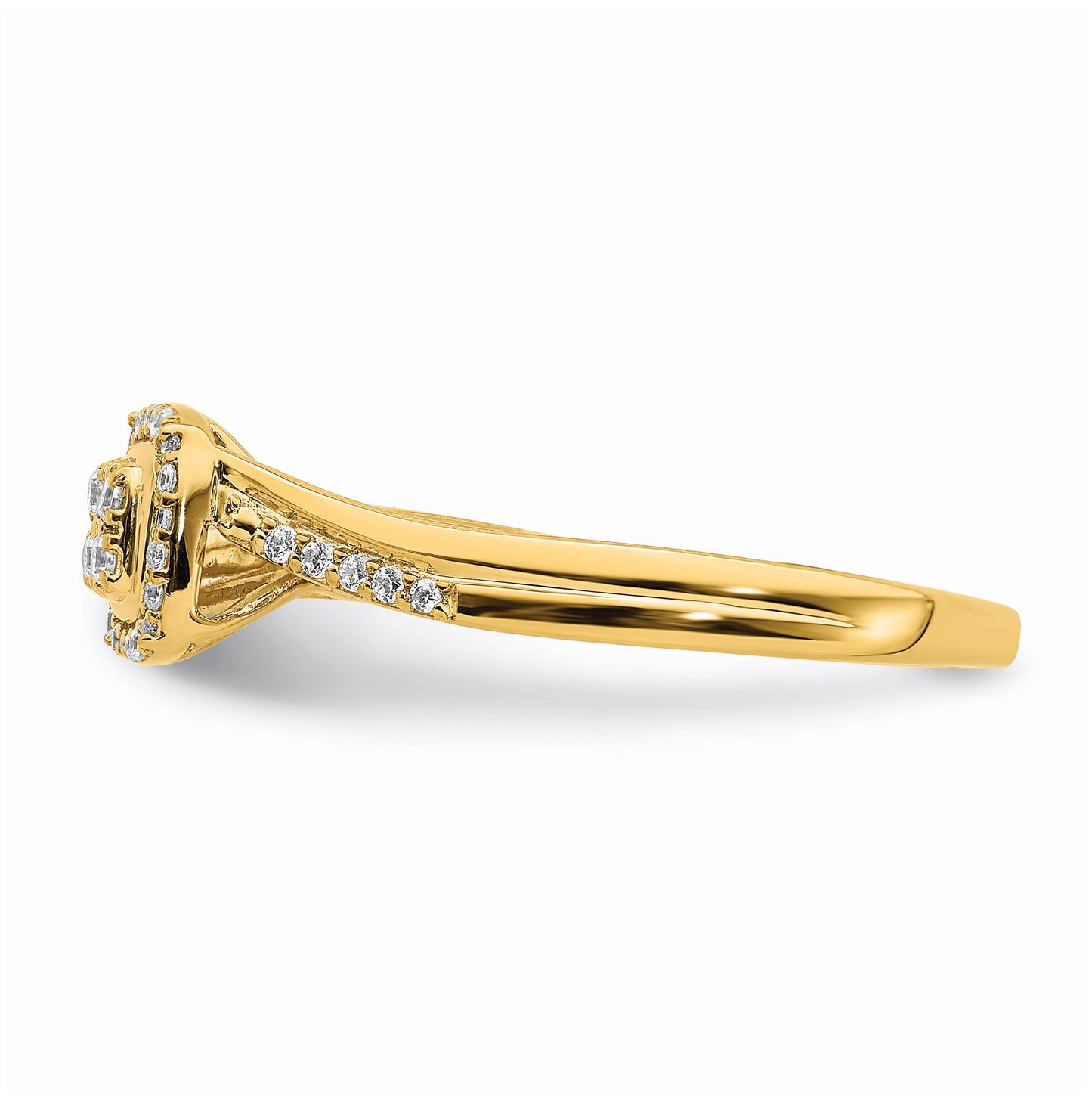 10k Yellow Gold Square Halo Cluster 1/6 carat Diamond Complete Engagement Ring
