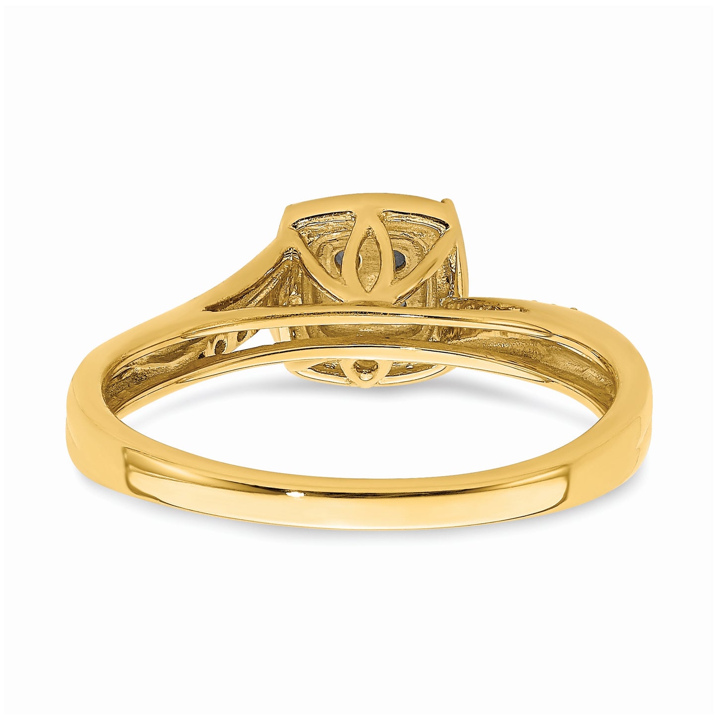10k Yellow Gold Square Halo Cluster 1/6 carat Diamond Complete Engagement Ring