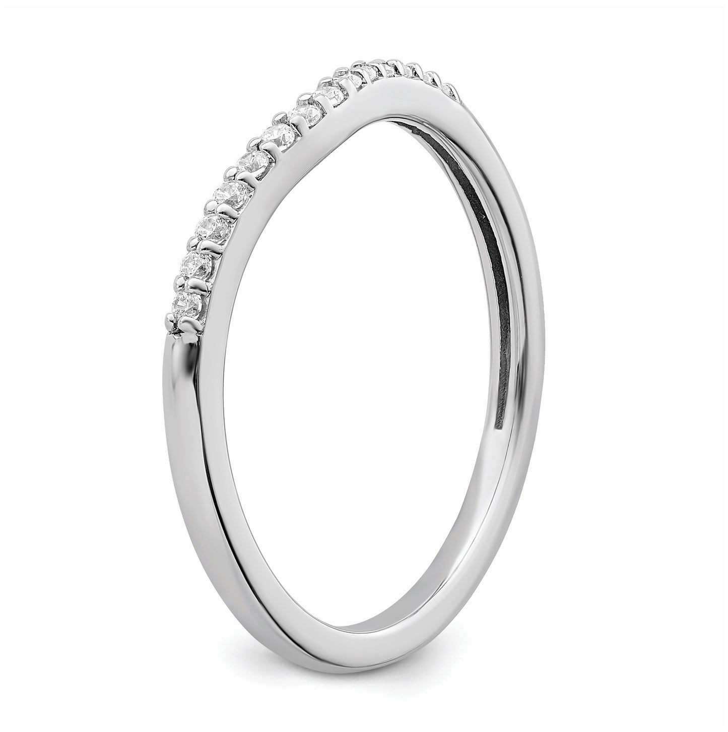 10k White Gold 1/10 carat Diamond Contoured Complete Wedding Band