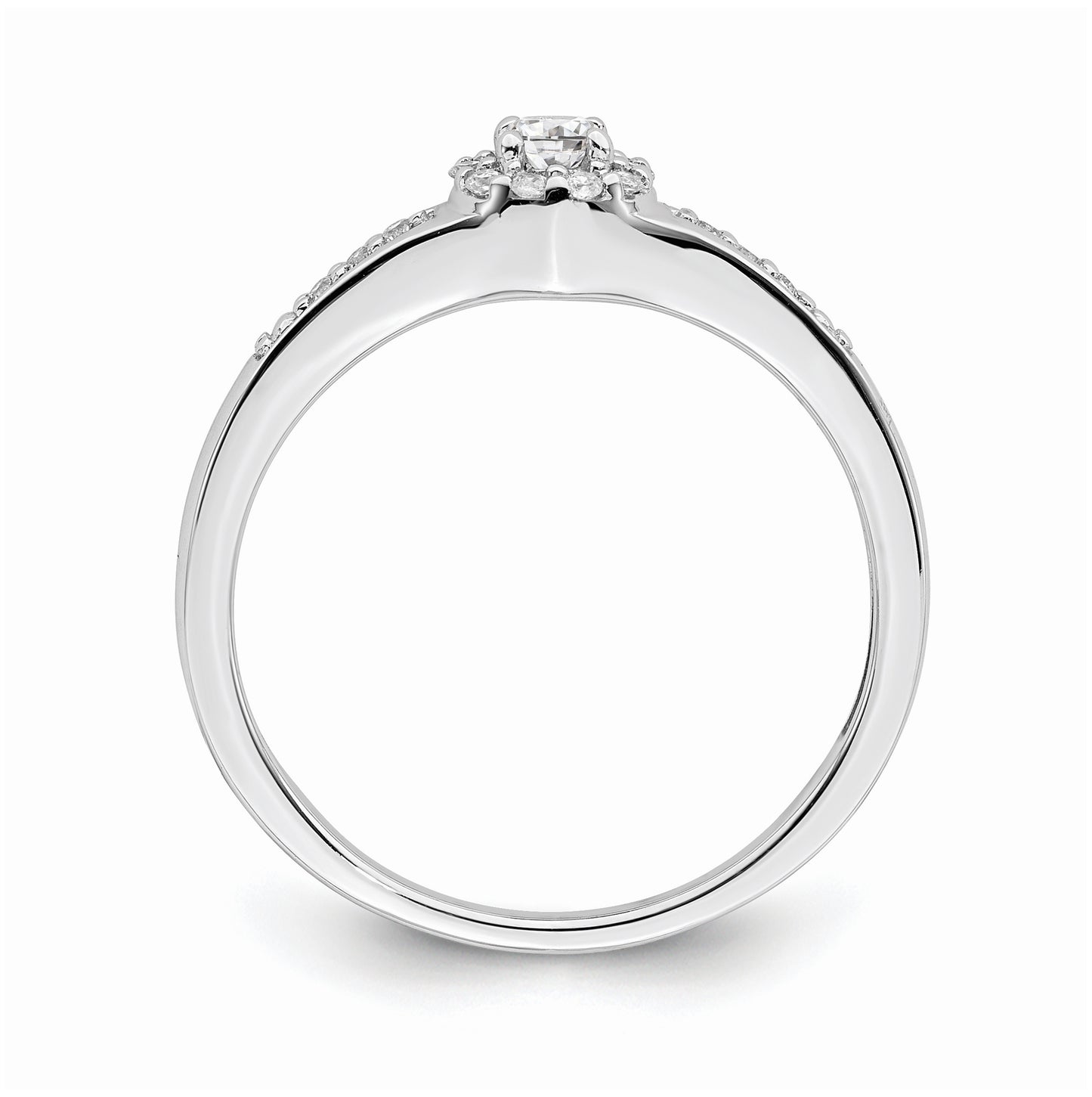 10k White Gold Halo Cluster 1/5 carat Diamond Complete Engagement Ring, 5.6 mm