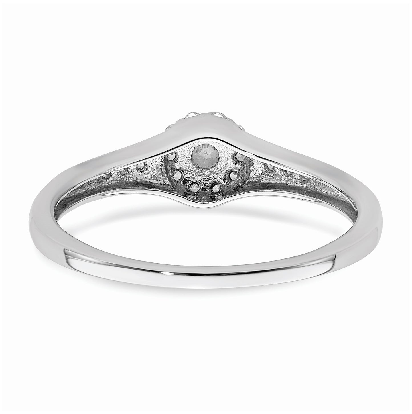 10k White Gold Halo Cluster 1/5 carat Diamond Complete Engagement Ring, 5.6 mm